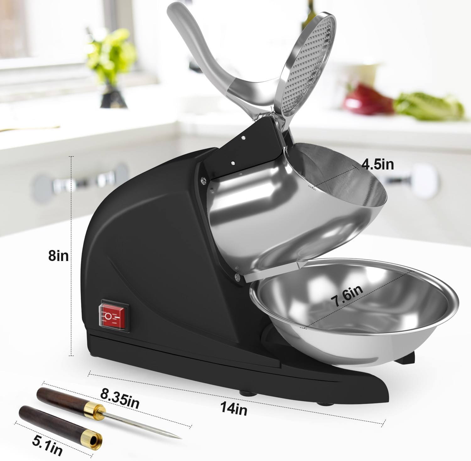 High-Performance Shaved Ice Machine with 3 Blades – 280Lbs/Hr Capacity