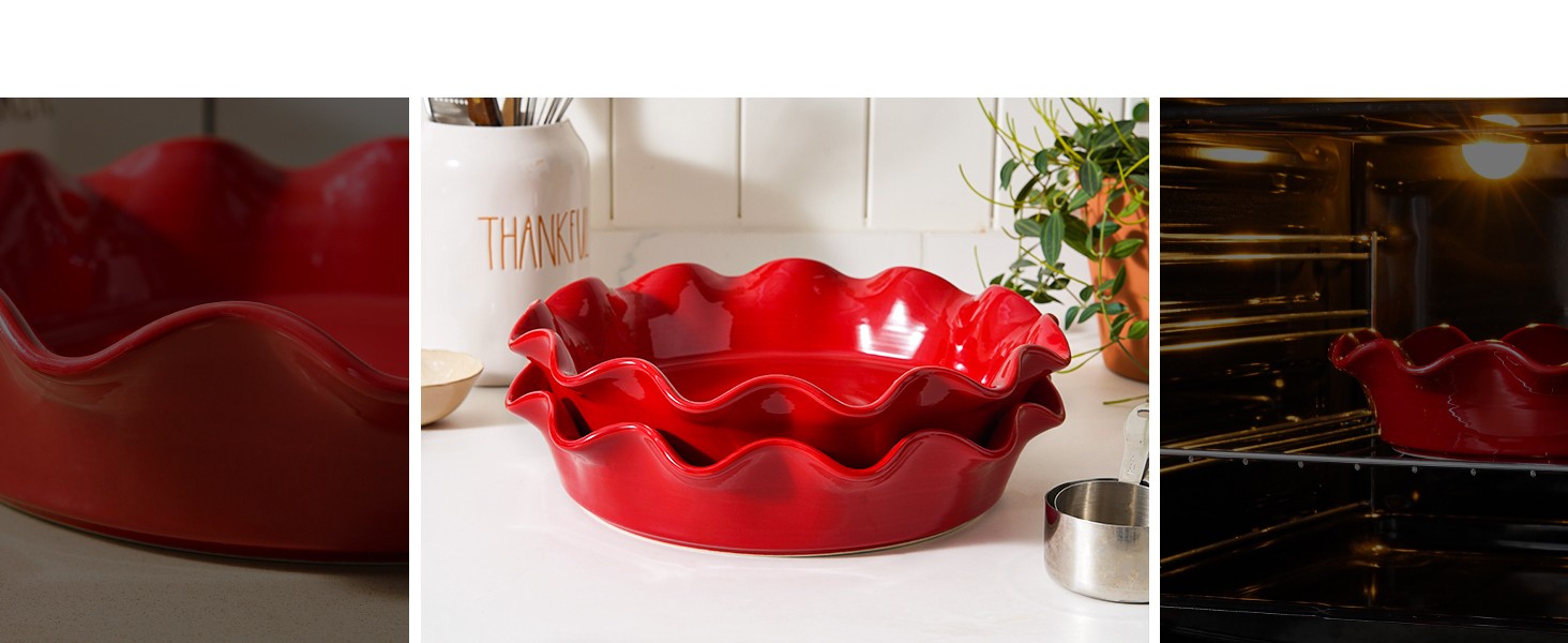 Ceric Pie Pans for Baking, 11 Inches Deep Dish Pie Plate for