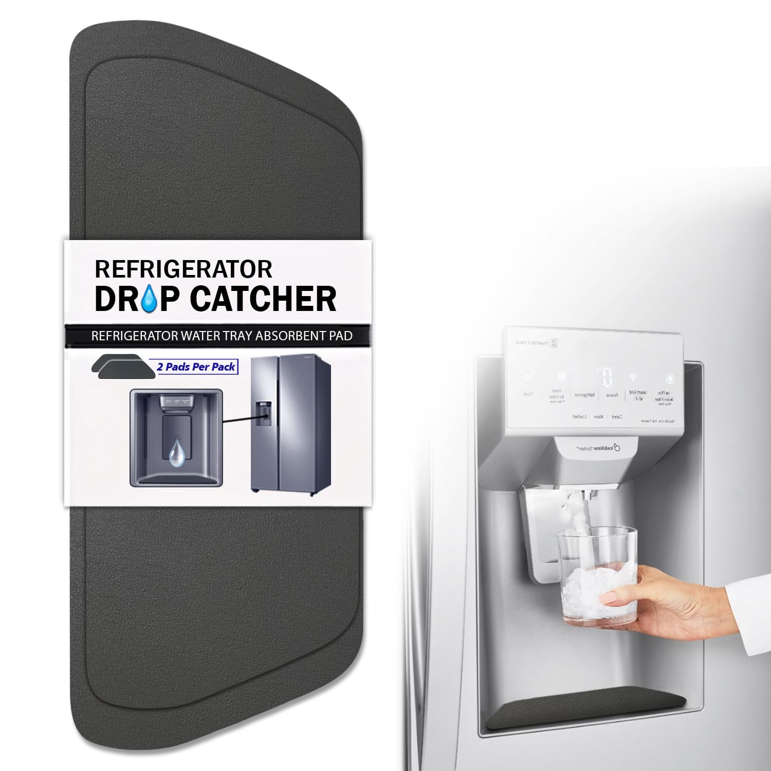 Refrigerator Drip Catcher for Water Tray, Absorbent Pad 1 Count (Pack of 2)