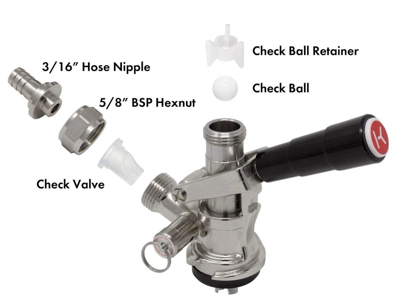 Kegco KT86S-L – S System Keg Tap Coupler – Black Lever Handle