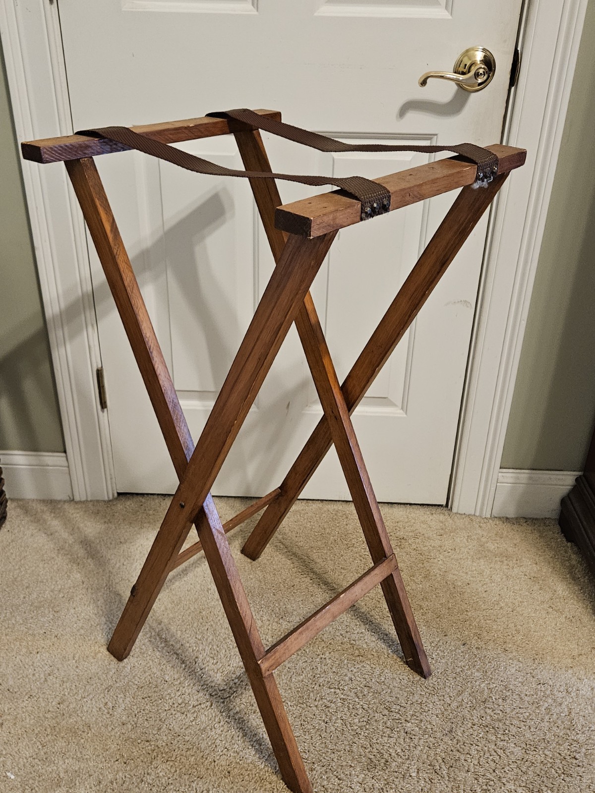 Vintage Restaurant Waitress Folding Server’s Tray Stand in Walnut Finish 38″