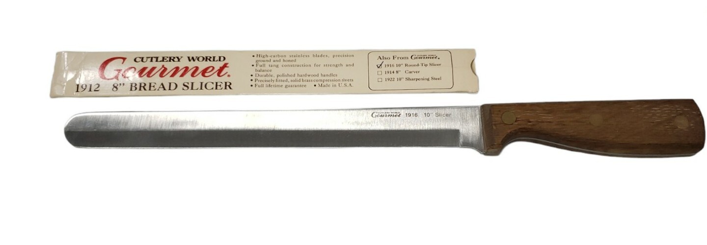 Hoffritz 10″ Round-Tip Slicer Knife USA #1916 Cutlery World Gourmet New VTG 1988