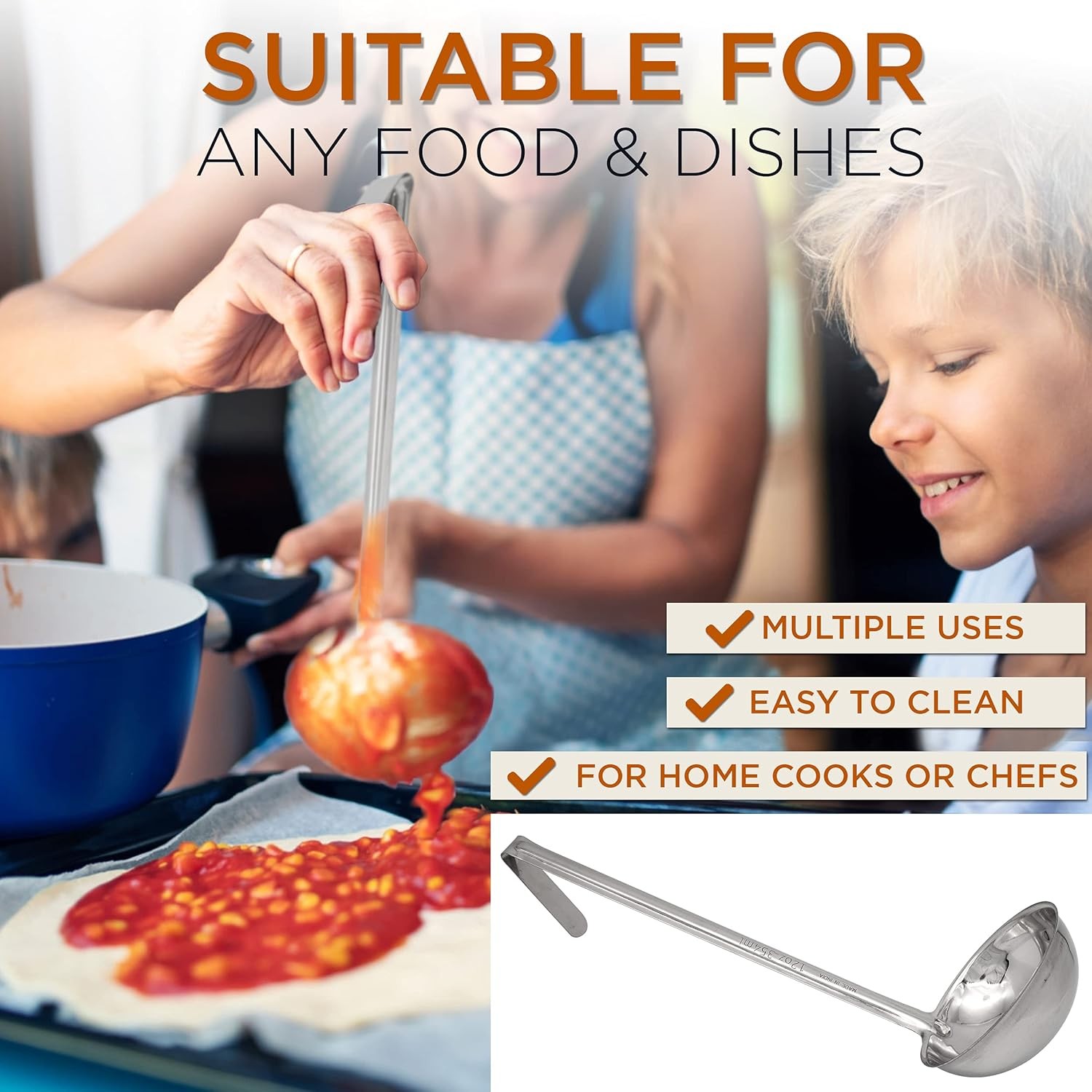 Stainl Steel Soup Ladle – One-Piece Sauce Spatula with