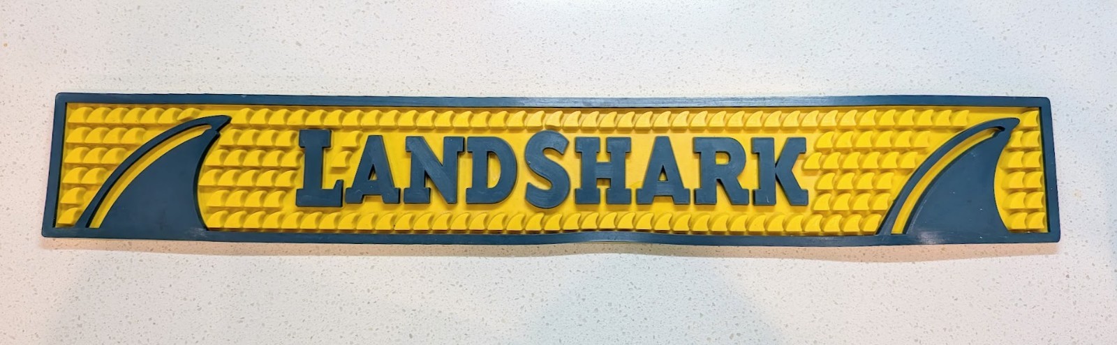 LandShark Lager Rubber Bar Mat Runner Spill Mat Navy Blue Yellow 23.5 Inch