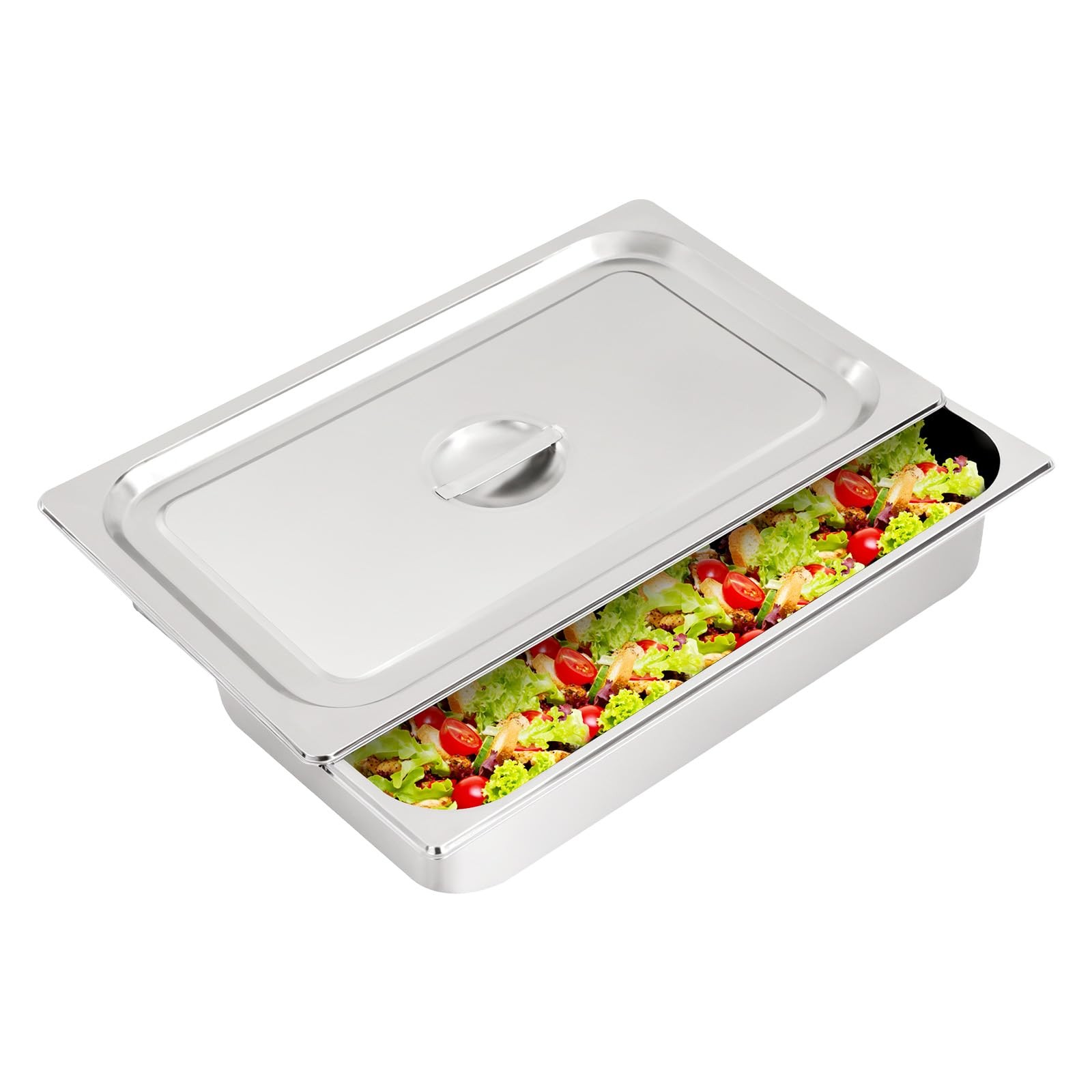 4-Pack Hotel Pans Commercial Steam Table Pan w/ Lid Stainless Steel Food Pan USA