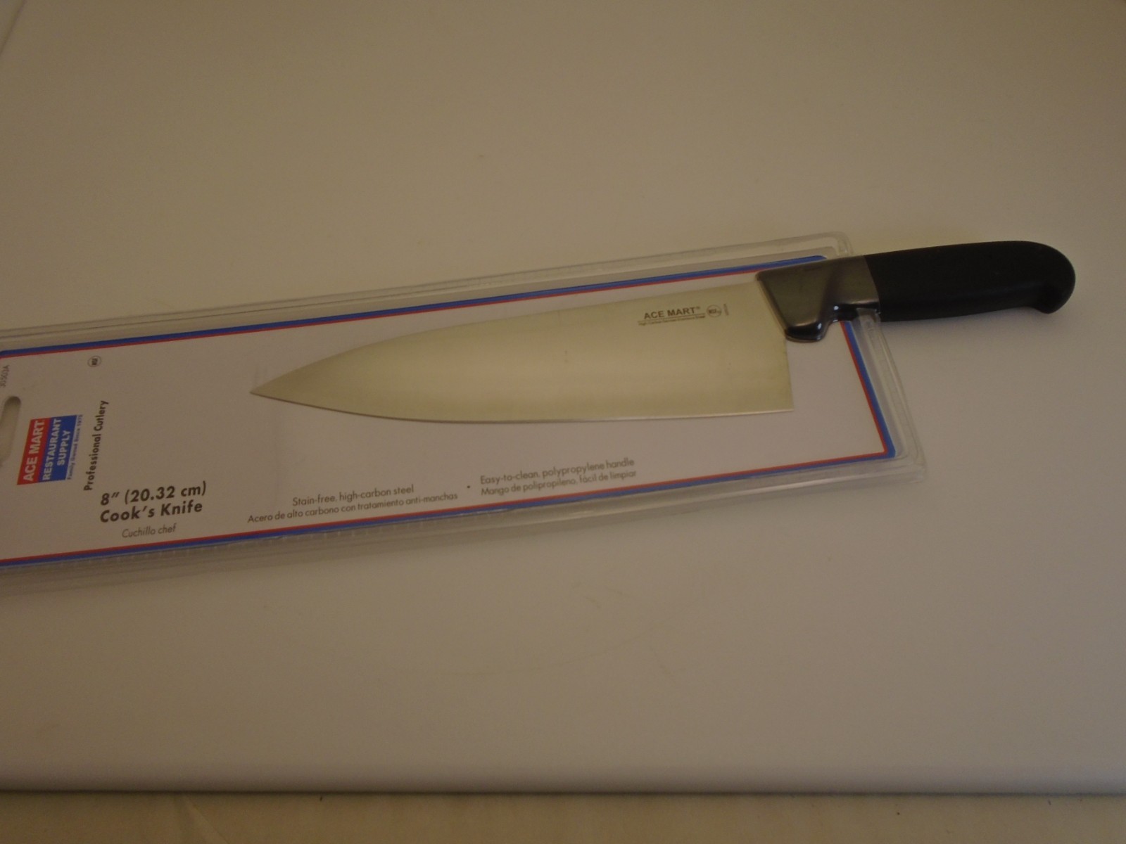 Pro Knife Commercial 8 inch Chefs Cooks Knife Stainless Wide Blade Black Handle