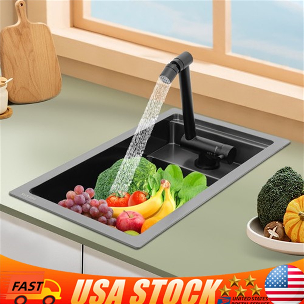Single Bowl Kitchen Bar Sink Hidden Drop-in Kitchen Sink with Folding Faucet