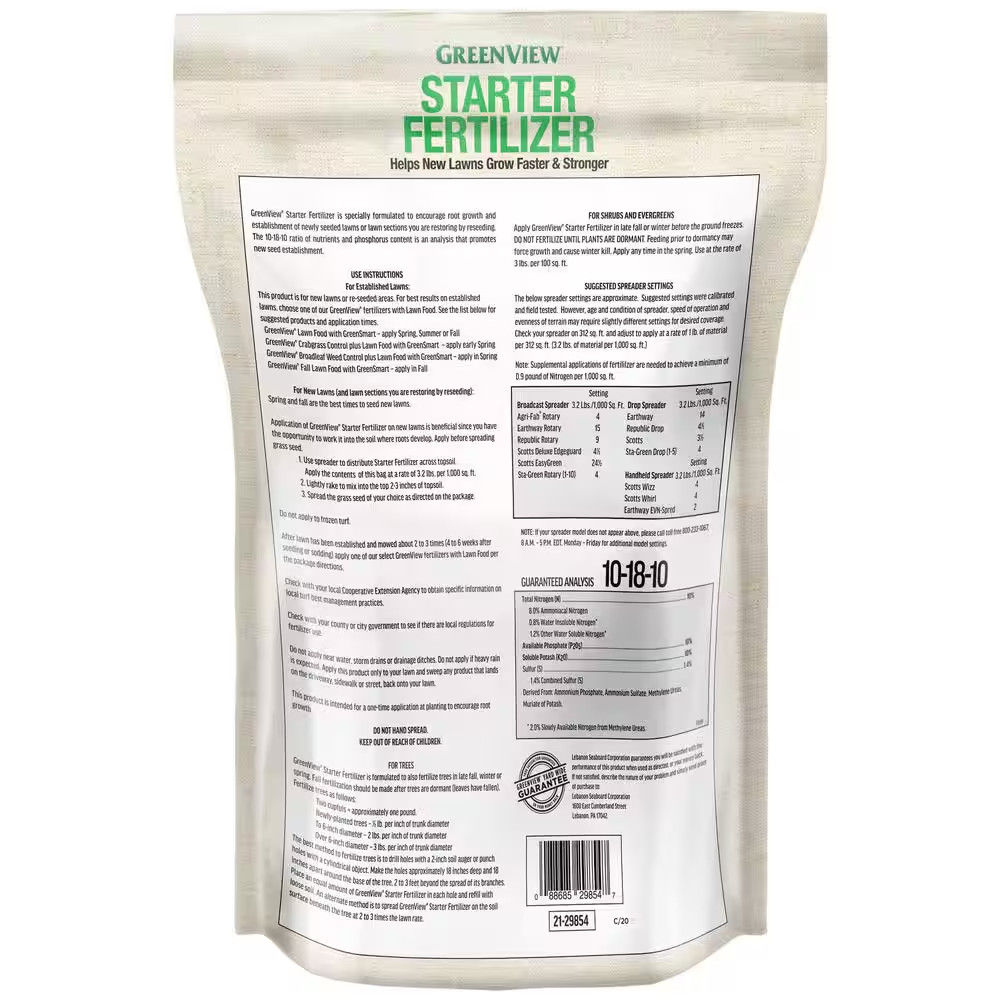 8 Lbs. 2,500 Sq. Ft. Spring or Fall Lawn Starter Fertilizer 10-18-10