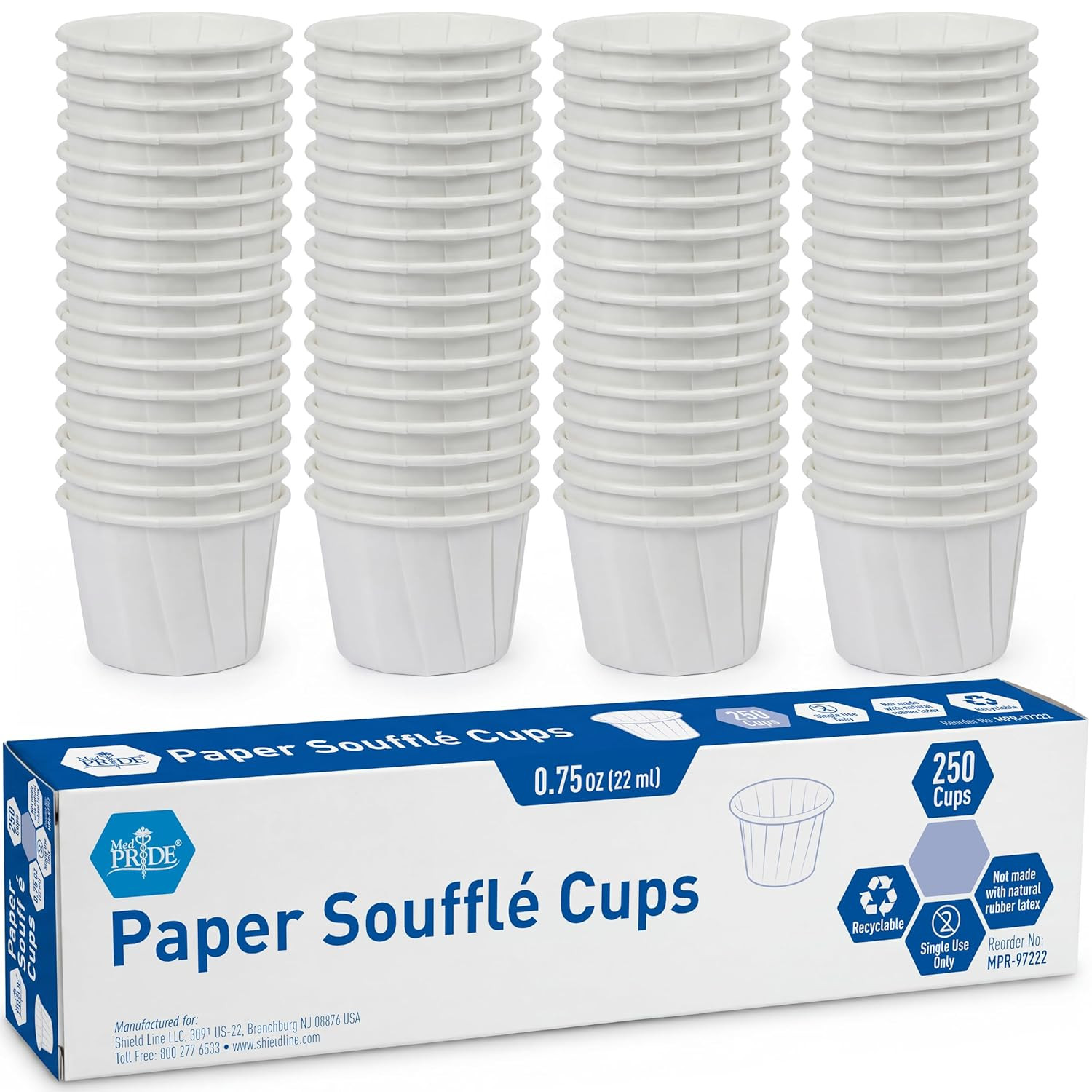 Disposable 250 Pack Paper Souffle Medicine Cups-0.75 Ounce, Dispenser Paper Cups