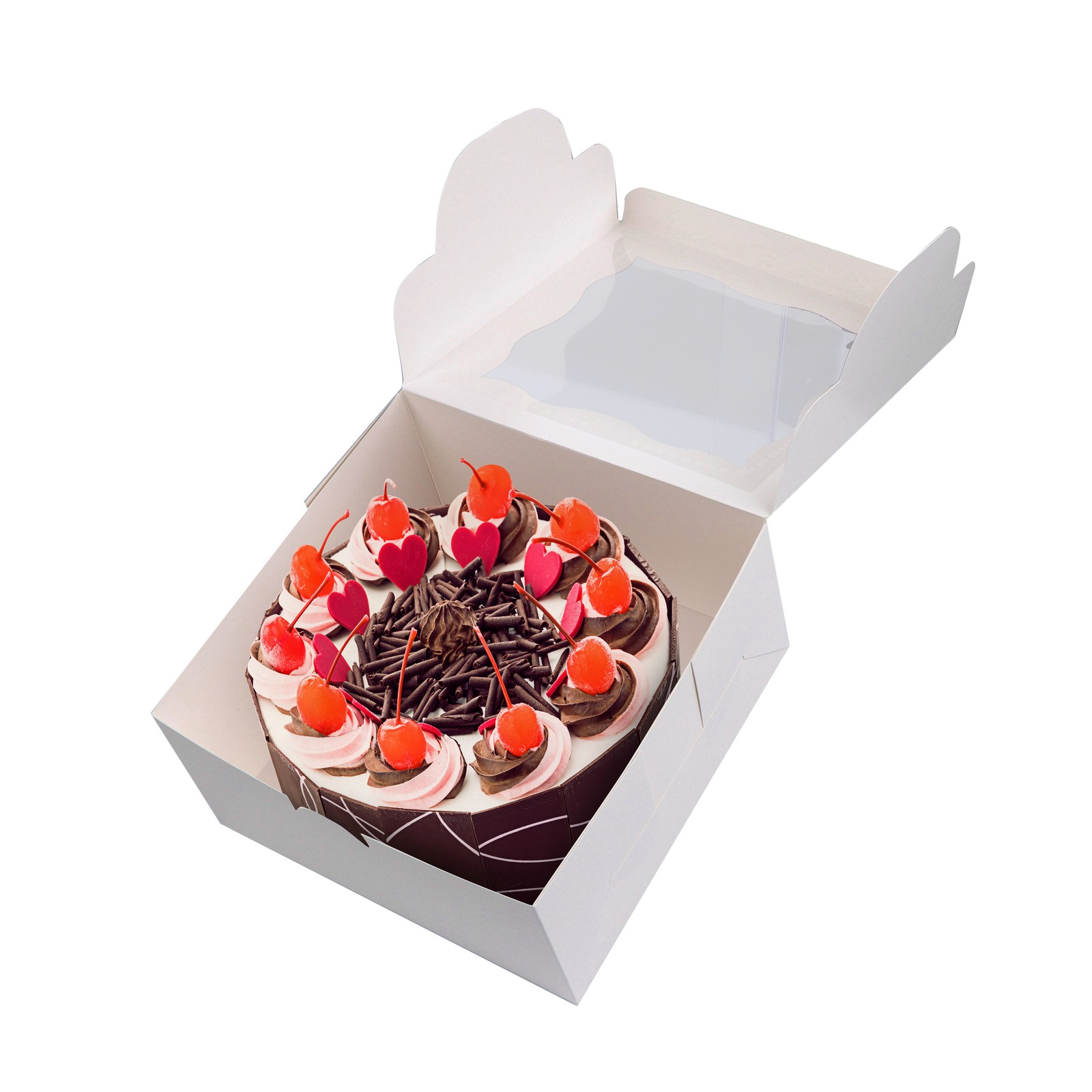 Spec101 Square Cake Boxes with Stickers – 24pk White Cake Boxes 10x10x5 Inch