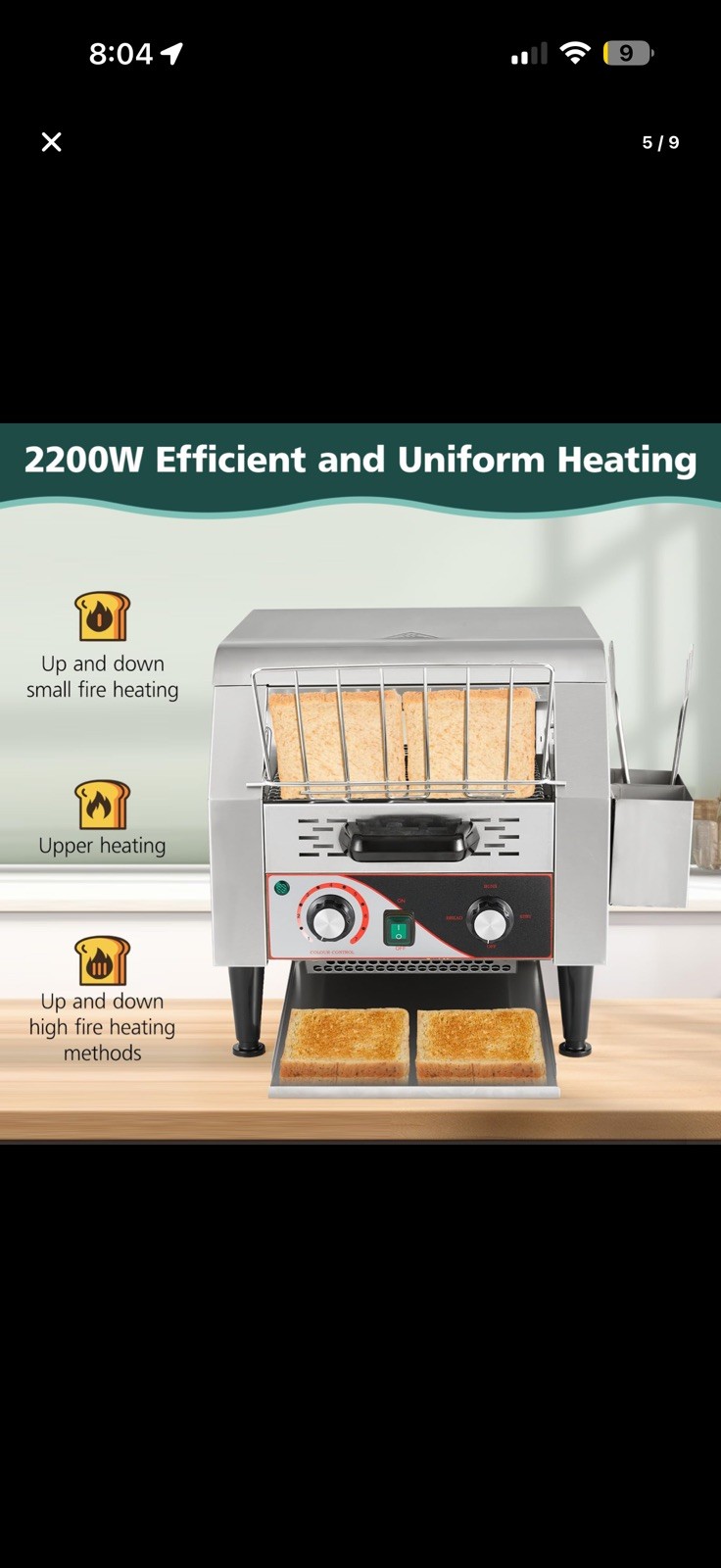 Heavy Duty Commercial Conveyor Toaster – 300 Slices/Hour, Stainless Steel