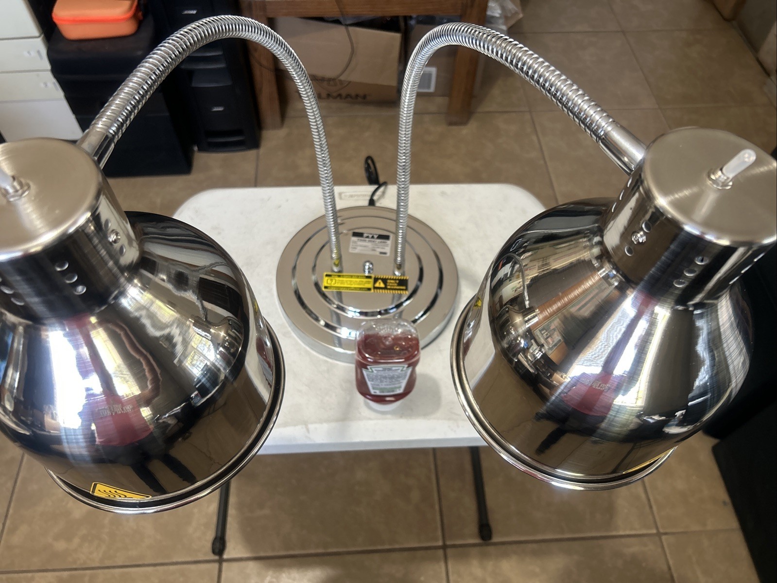 PYY Food Heat Lamp, Commercial Food Warmer, 2-Head Food Warming Light, 500W P…
