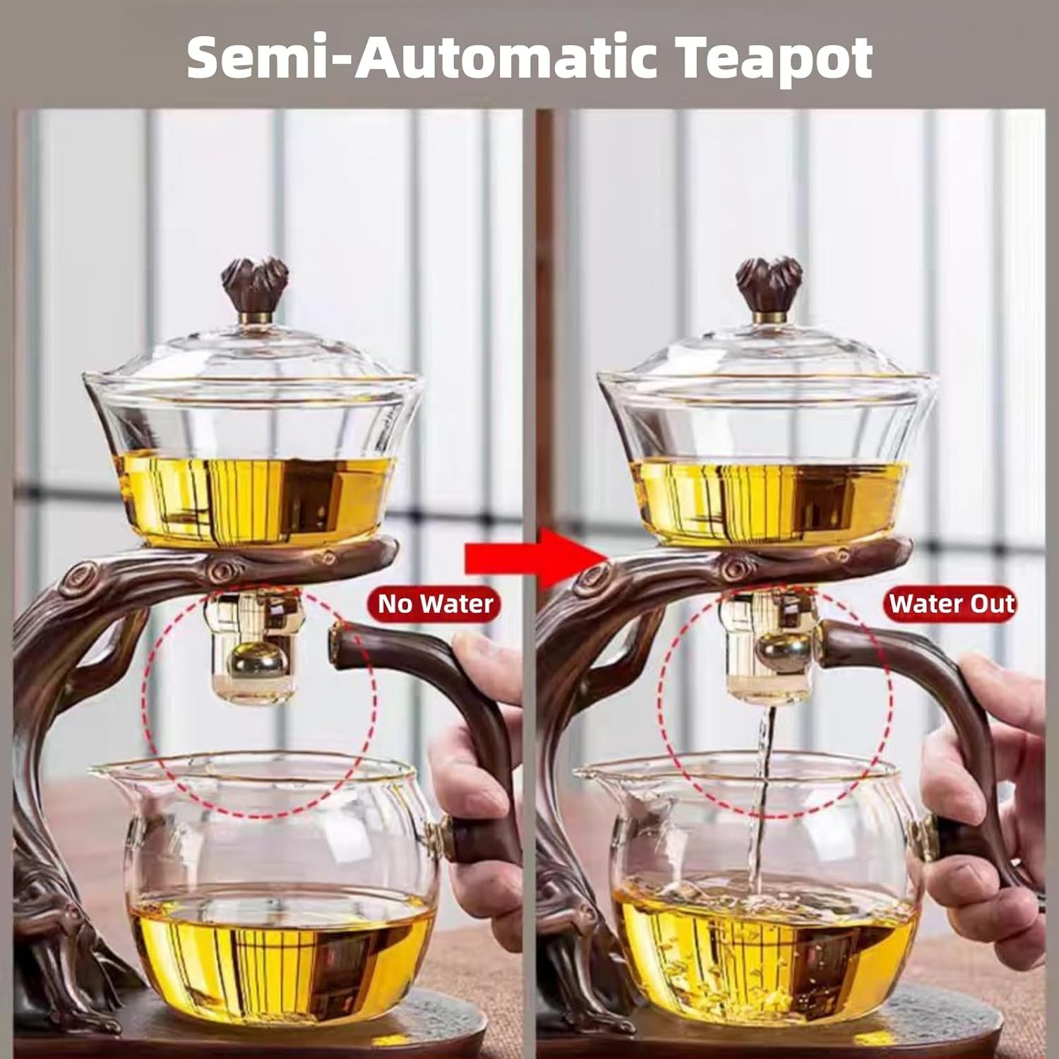 Magnetic TeaPot Semi-Automatic Drip Glass Teapots Lazy Kungfu Tea Infuser