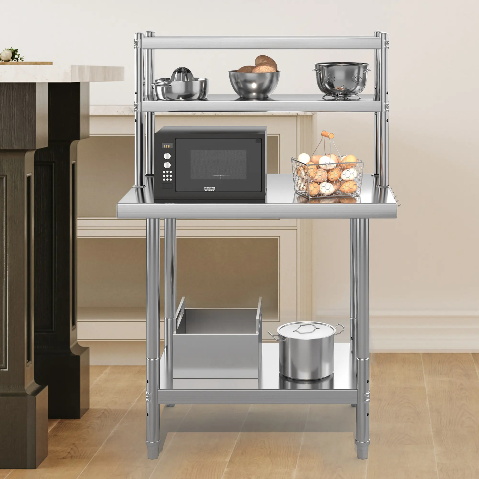 30″/36″/48″ Stainless Steel Table Work Table Metal Table Prep Table w/Overshelf