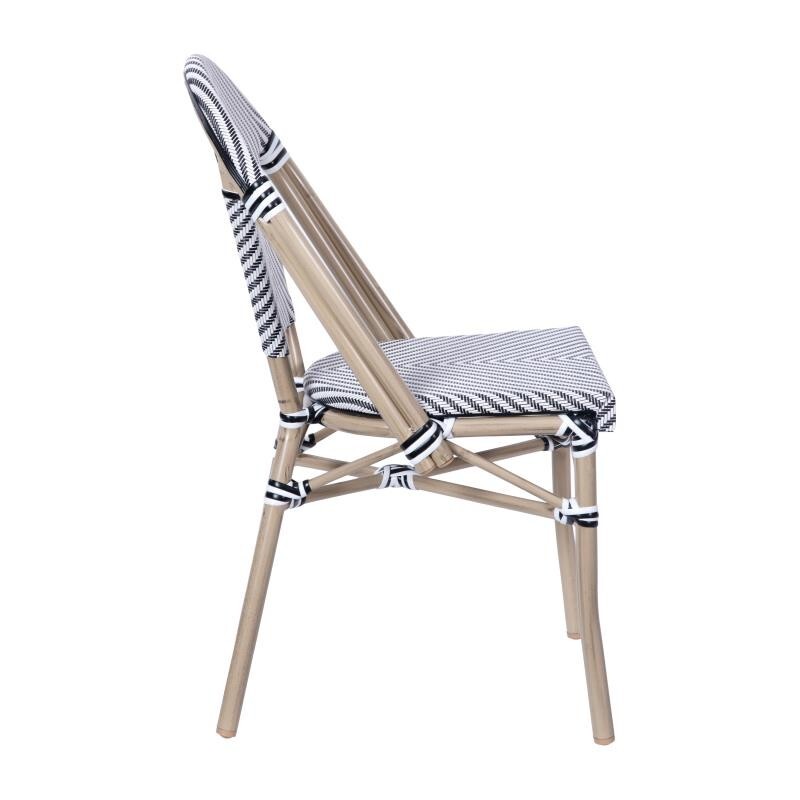 Bistro Style Black/White Armless Dining Chair With Bamboo Aluminum Frame
