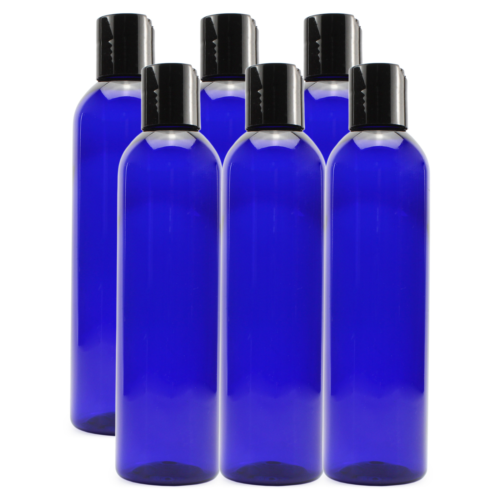 Plastic Squeeze Bottles w/Disc Top Flip Cap Bulk, 8oz 6pk Blue; BPA-Free