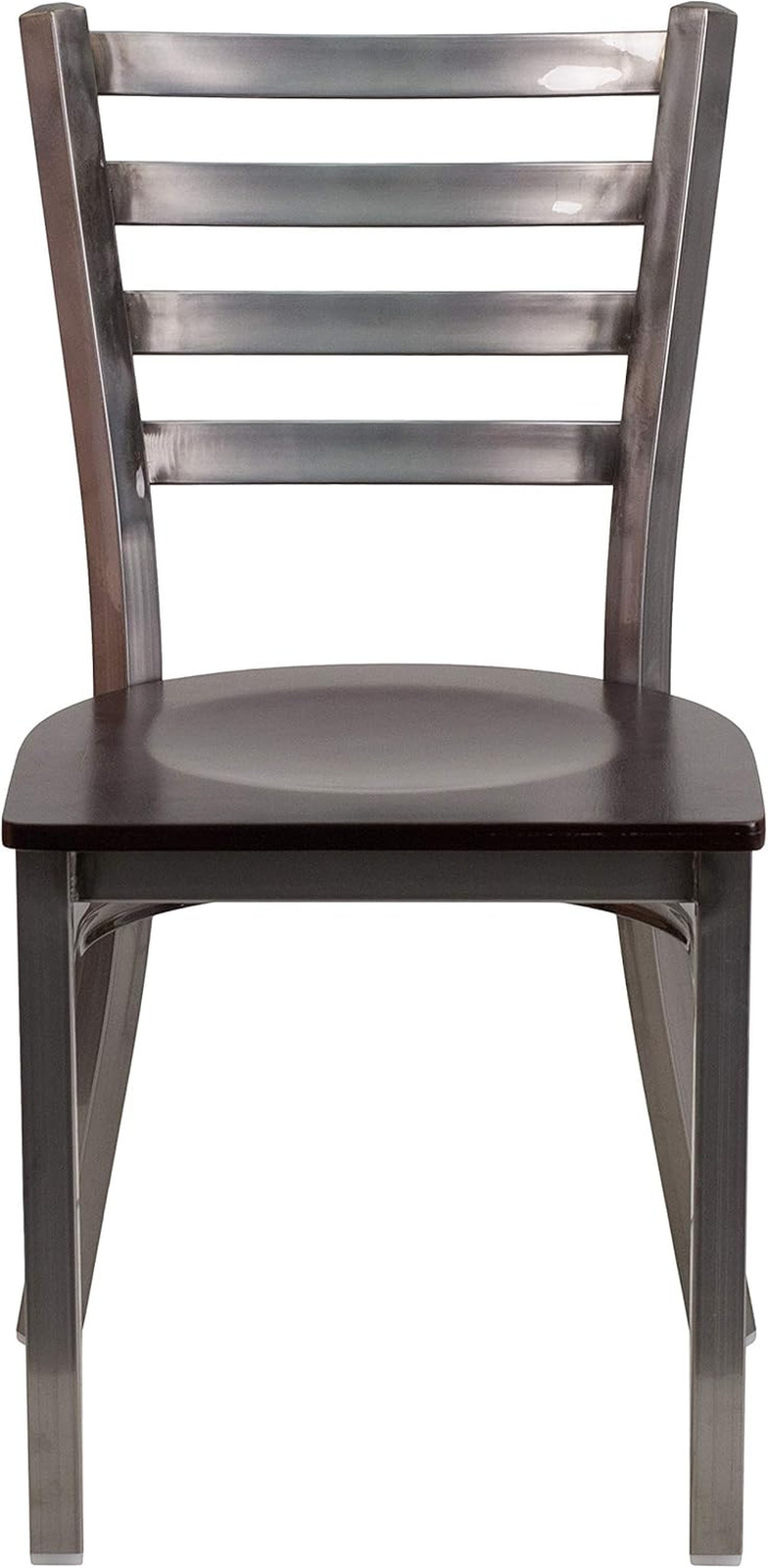 2 Pack HERCULES Series Clear Coated Ladder Back Metal Restaurant Chair – Walnut