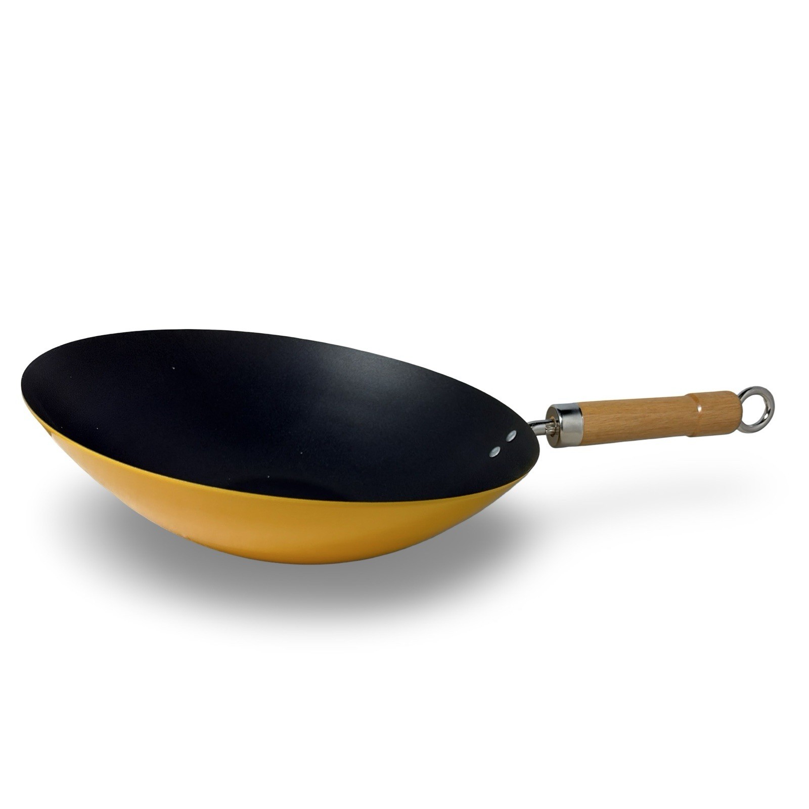 NEW Yellow 12.5″ Carbon Steel Wok Flat Bottom Stir Fry Pan – Made in Taiwan