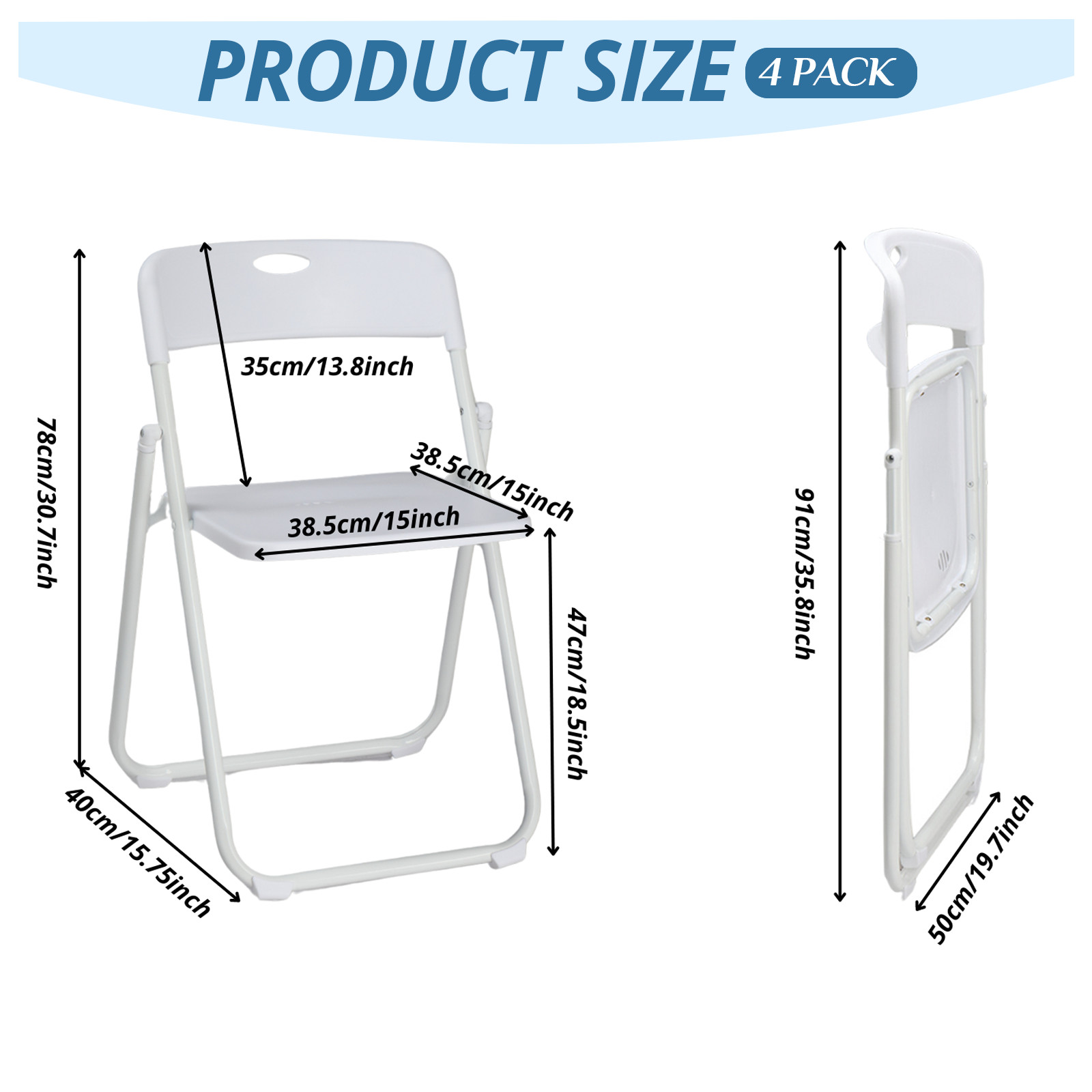 280Lbs Weight Limit Heavy Duty Plastic Folding Chair with Reinfoced Steel Frame
