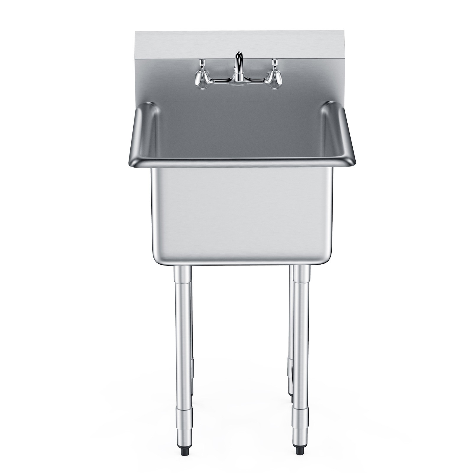 VEVOR 18″ x 18″ Commercial Utility Sink 1 Compartment Stainless Steel w/ Faucet