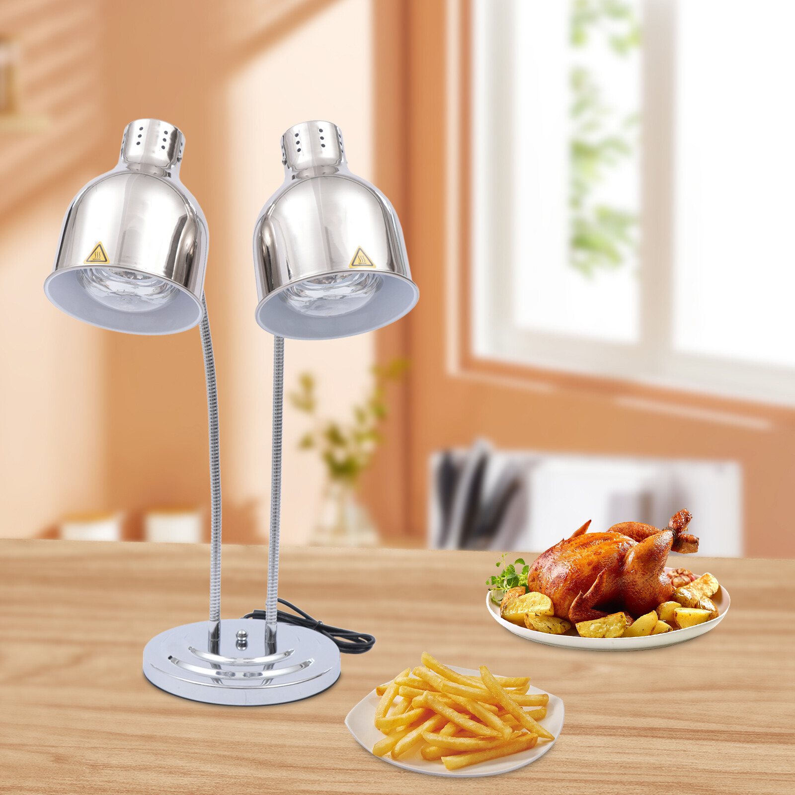 Food Heat Lamps with Dual 250w Bulbs Food Warmer Lights Buffet Food Warmer Lamp
