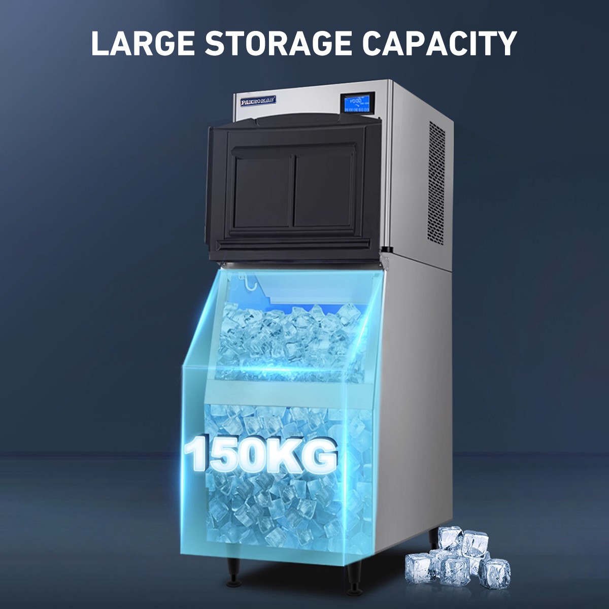 800lbs/24H Ice Maker (Commercial): 1201W SECOP Compressor + Large Storage Bin