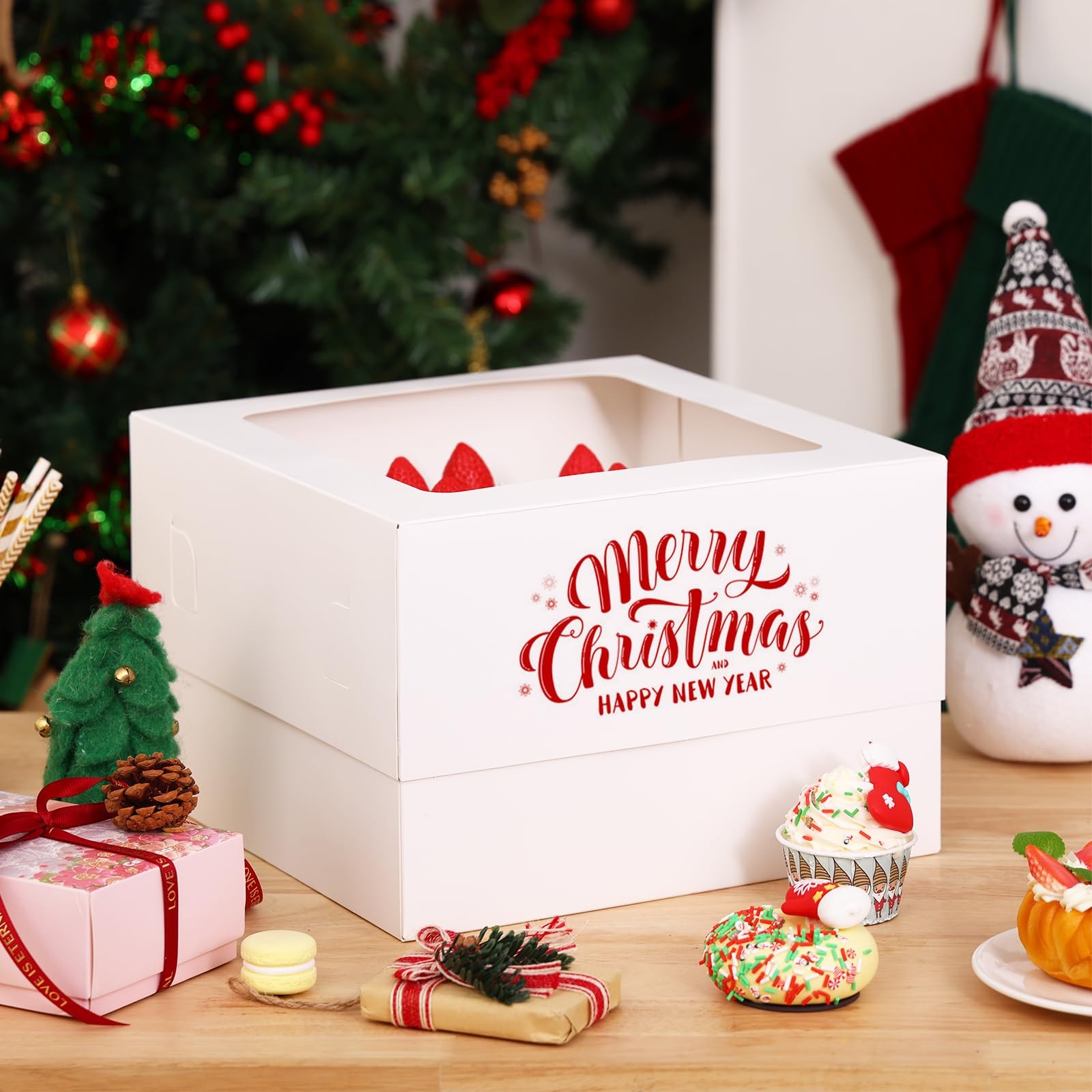 Moretoes 10pcs Cake Boxes 12x12x8 Inch White Bakery inches,