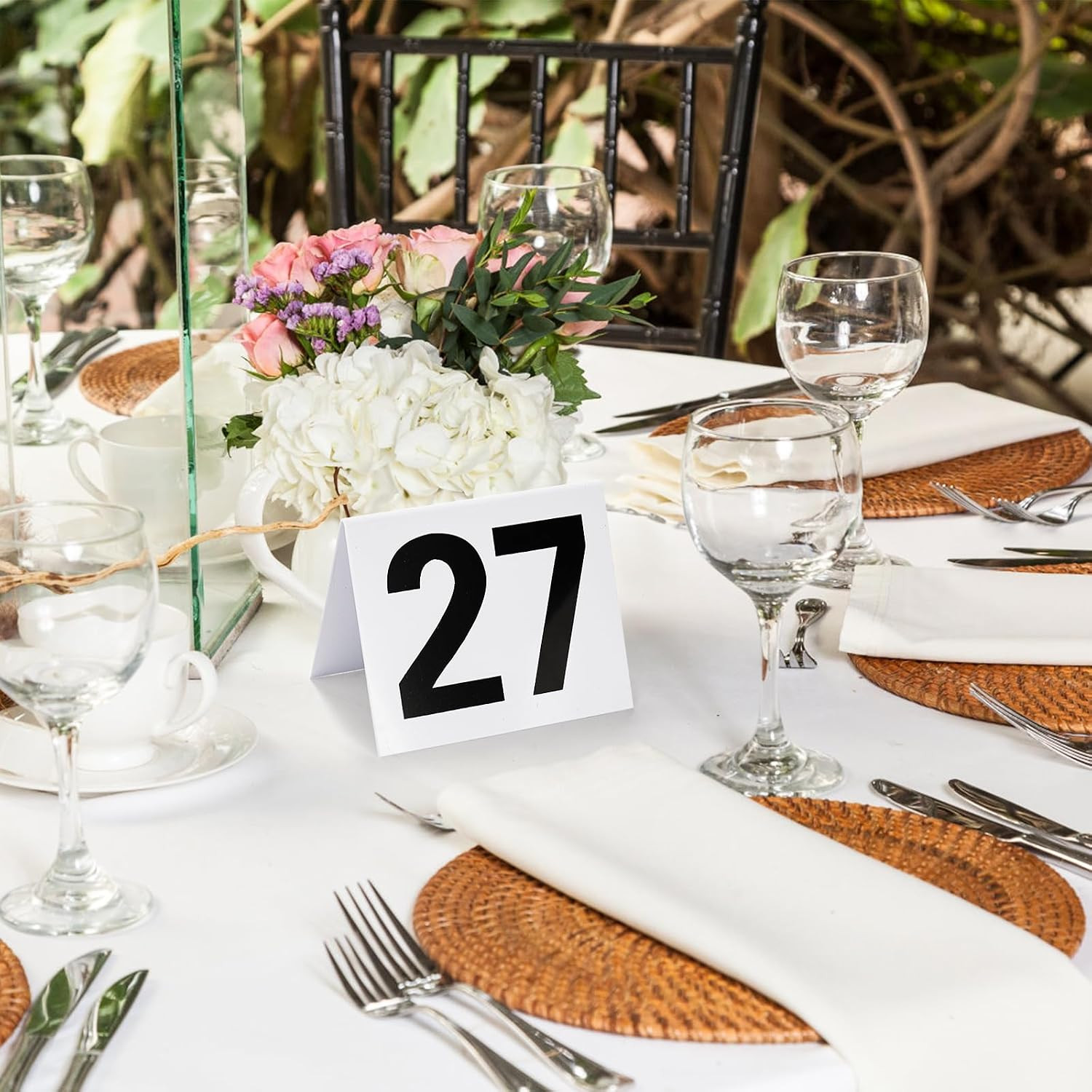 Set of 30 Restaurant Table Numbers1-30 White, Double Side Acrylic Tent Style Tab