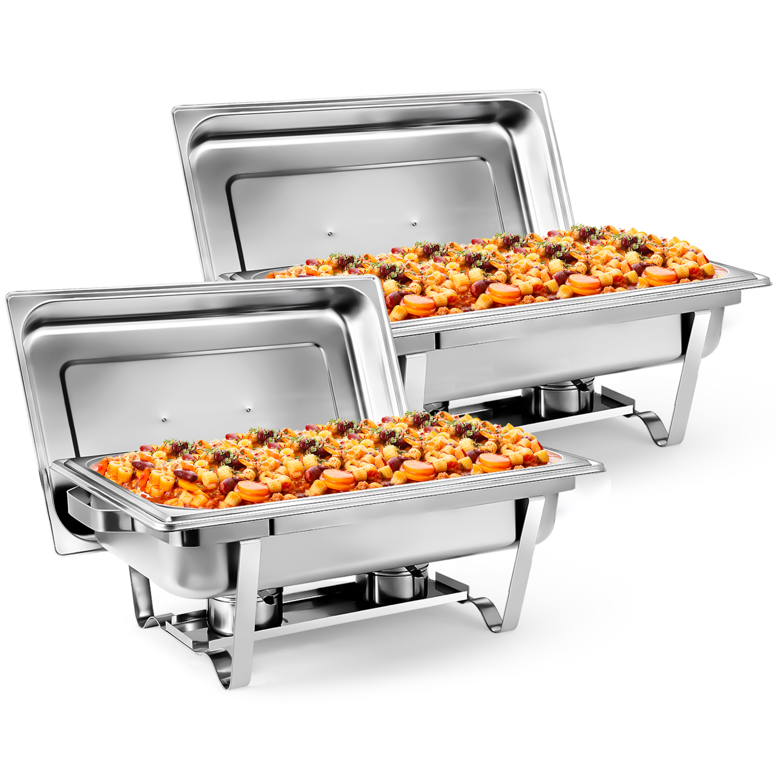 6 Pack Chafing Dish Buffet Set 8 Qt Stainless Steel Chafer Catering Warmer Set