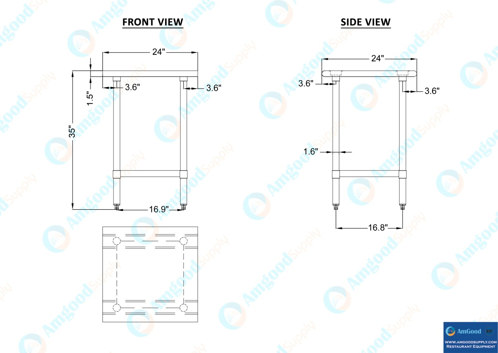 24 in. x 24 in. Stainless Steel Table