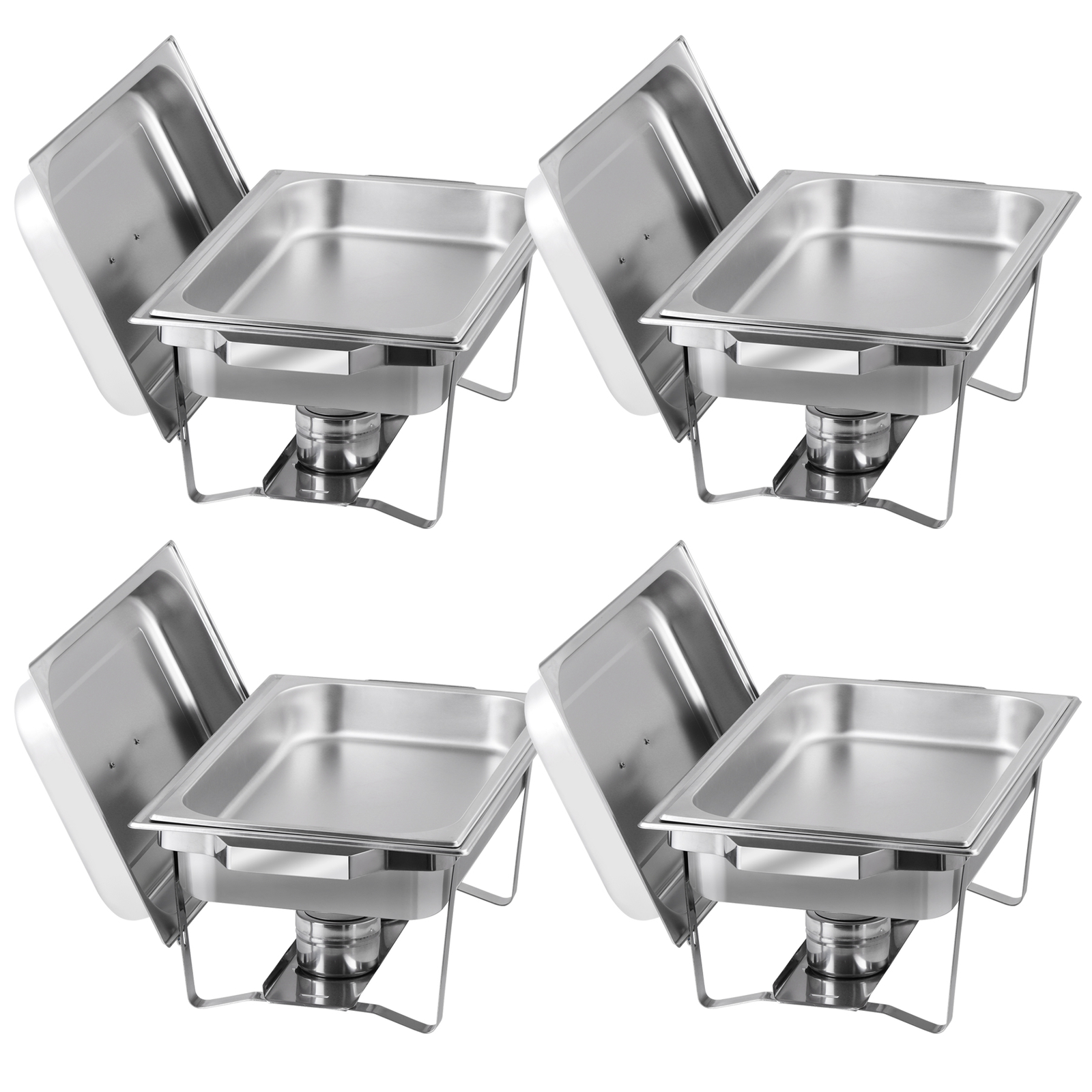 4 Pack Chafing Dish High Grade Stainless Steel Chafer Complete Set Silver 8QT