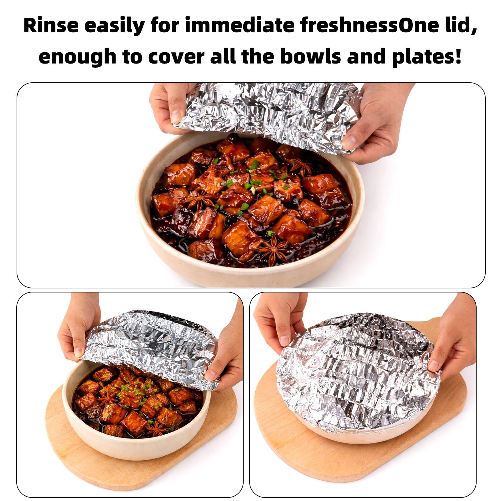Sinbana Reusable Aluminum Foil Food Covers, Premium Pop Up M, Silver