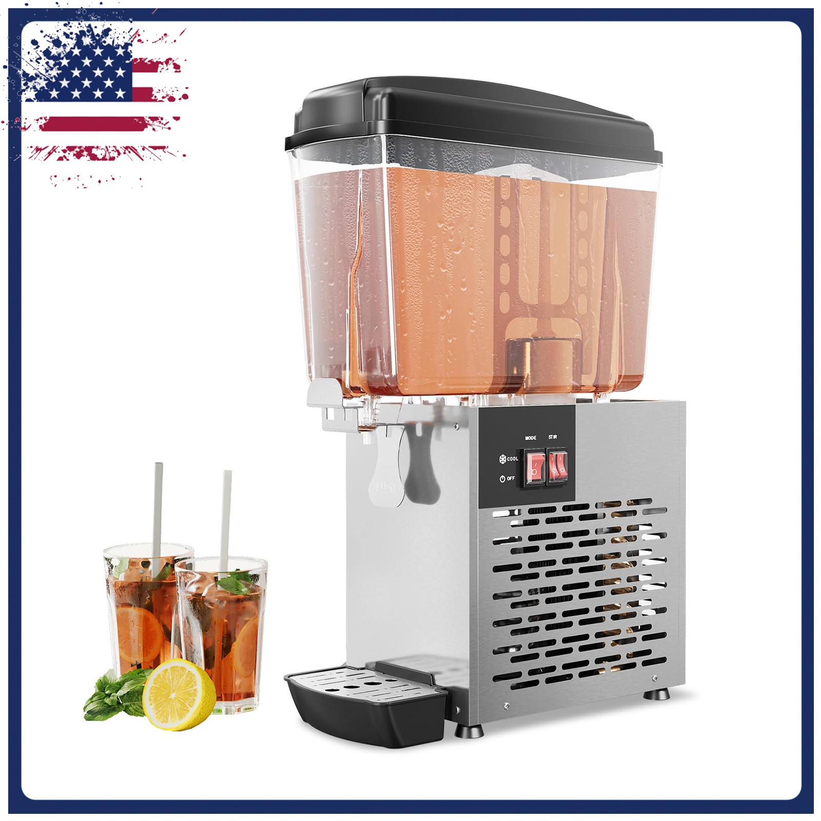 Commercial 18L Beverage Dispenser Single Tank Refrigerated Juice Drink Machine