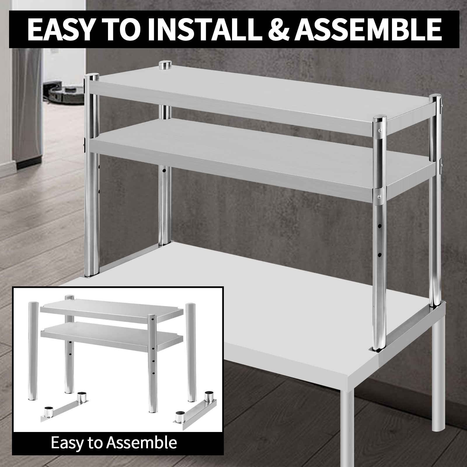 NEW Stainless Steel Double Overshelf 60»L x 12»W Commercial 2 Tier Overshelf