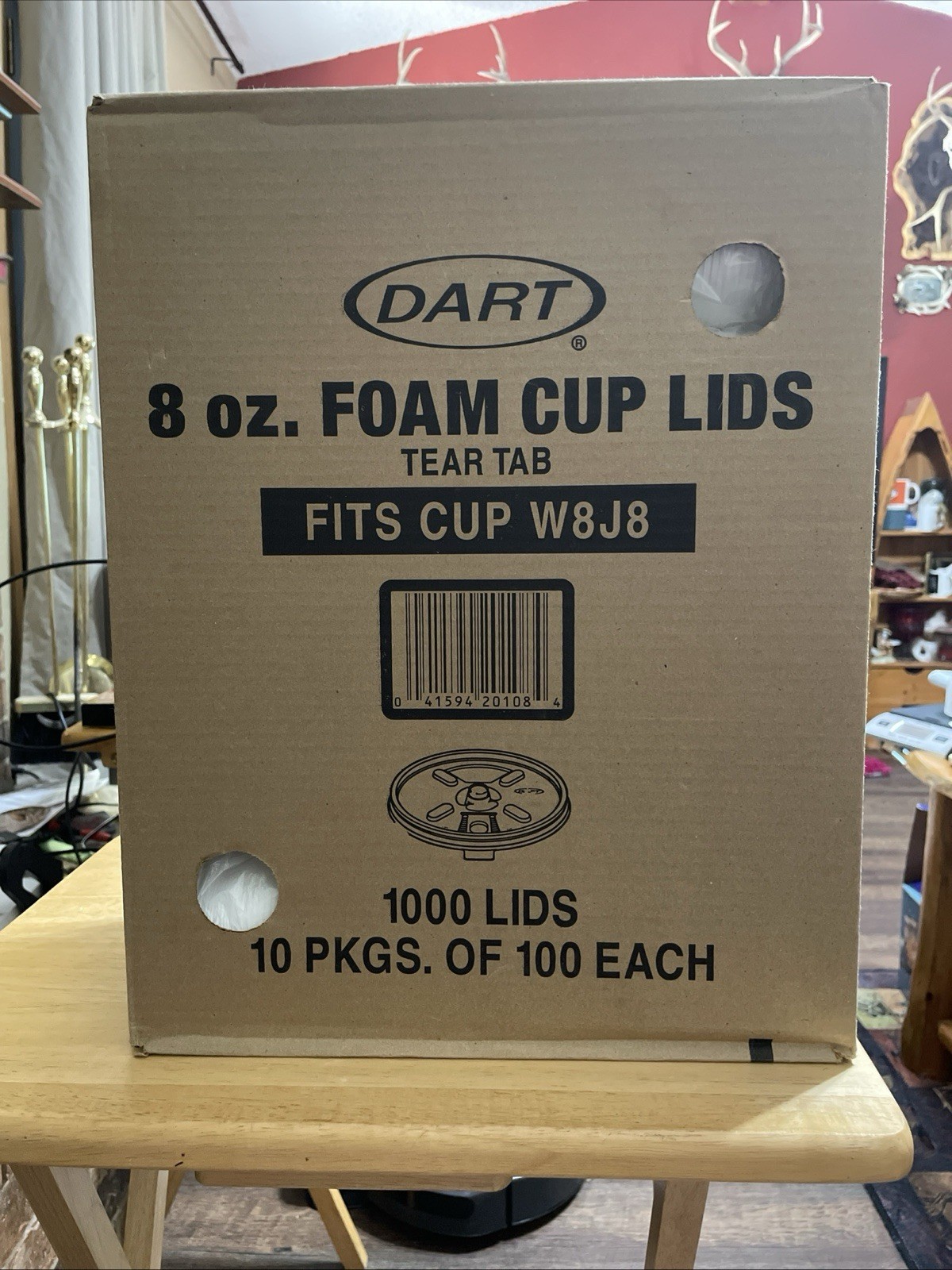 Dart 8oz Foam Cup Lids Tear Tab Fits Cup W8J8