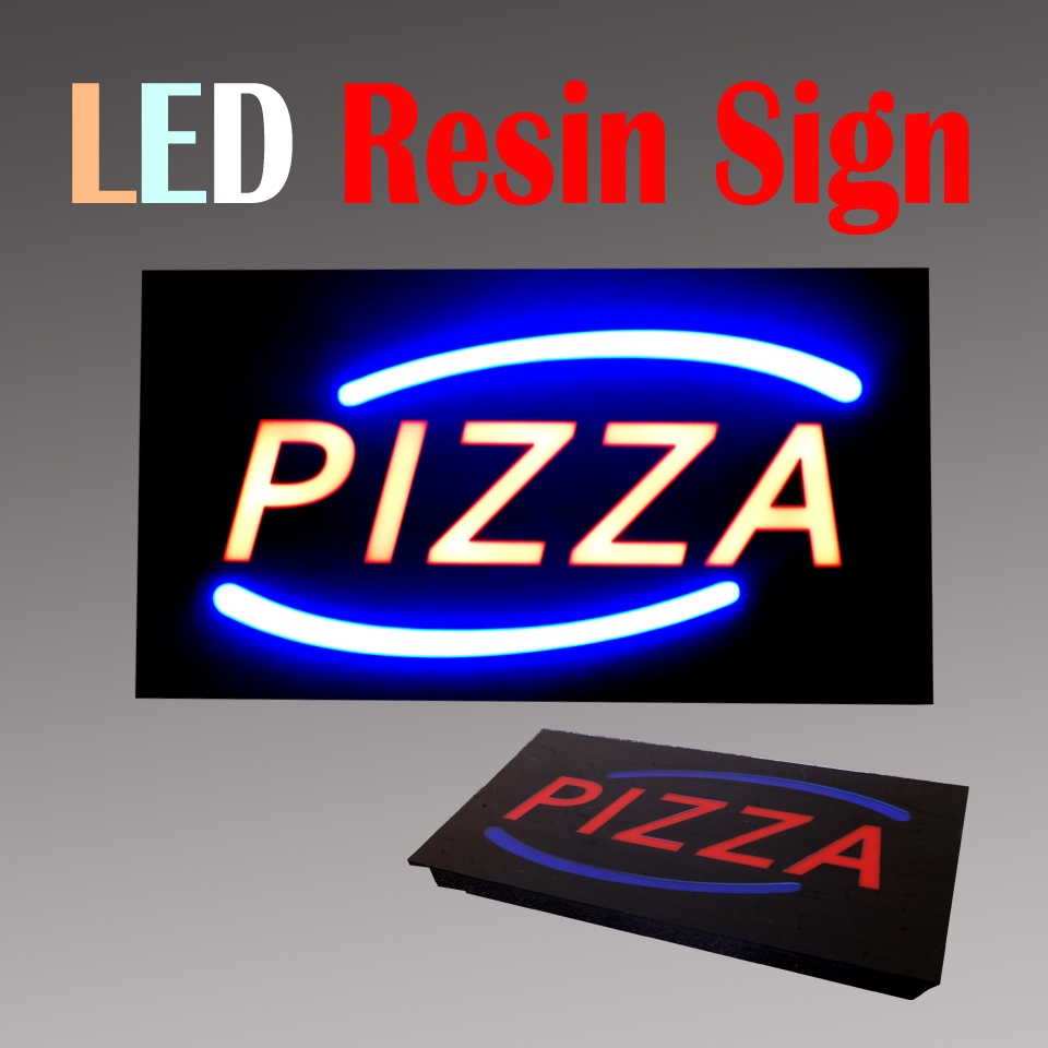 LED Resin Window Business Sign Pizza Take Out Non Neon Display 17″ x 9″
