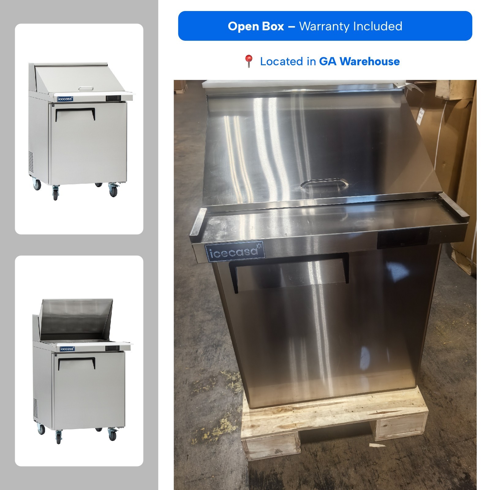 ICECASA 27″ Mega Top Sandwich Prep Table Fridge, 1 Door Food Cooler – Open Box
