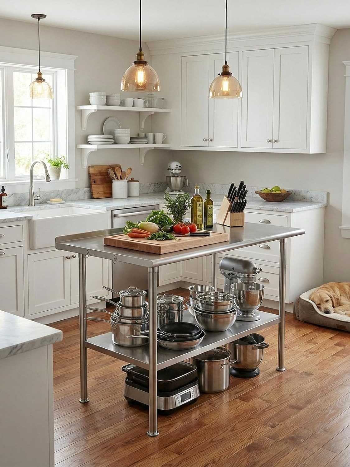 **24×48 All-Stainless Steel Prep Table w/ Backsplash & Adjustable Undershelf**