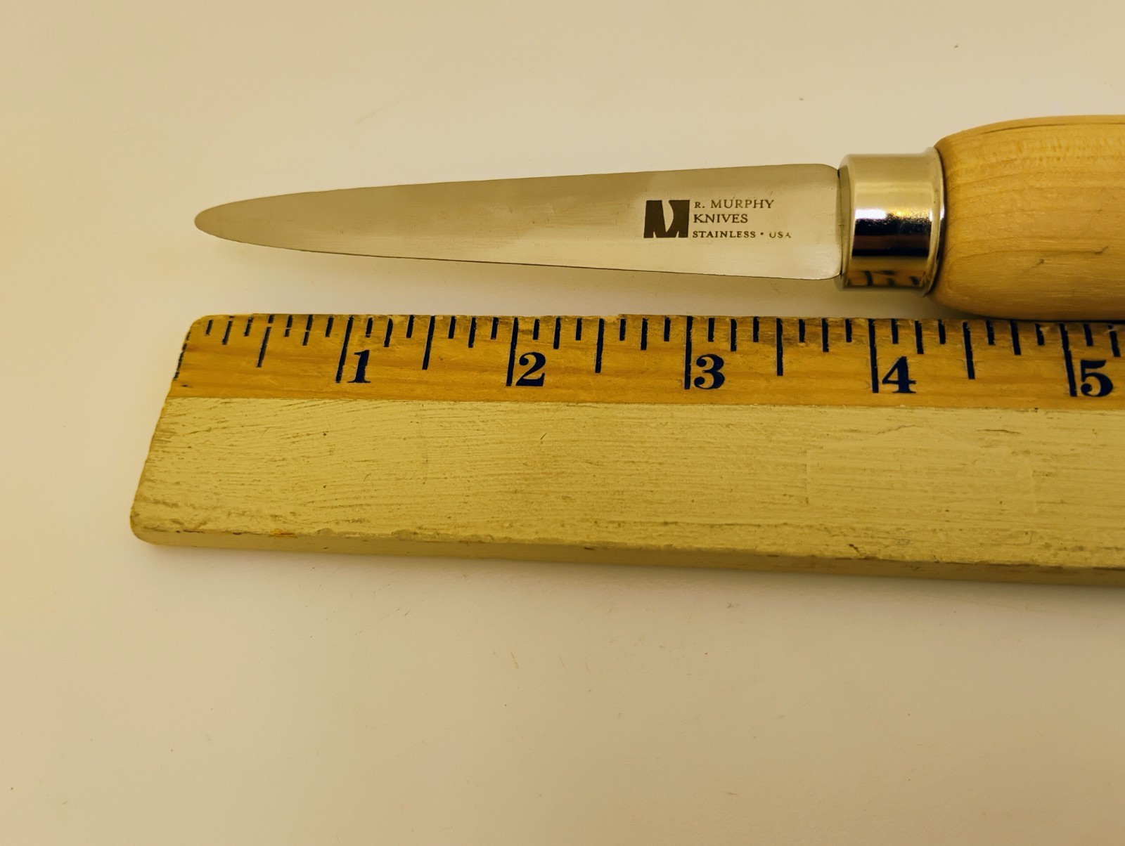 R Murphy USA Seafood Shellfish Knife 3.75-inch Stainless Steel Blade Wood Handle