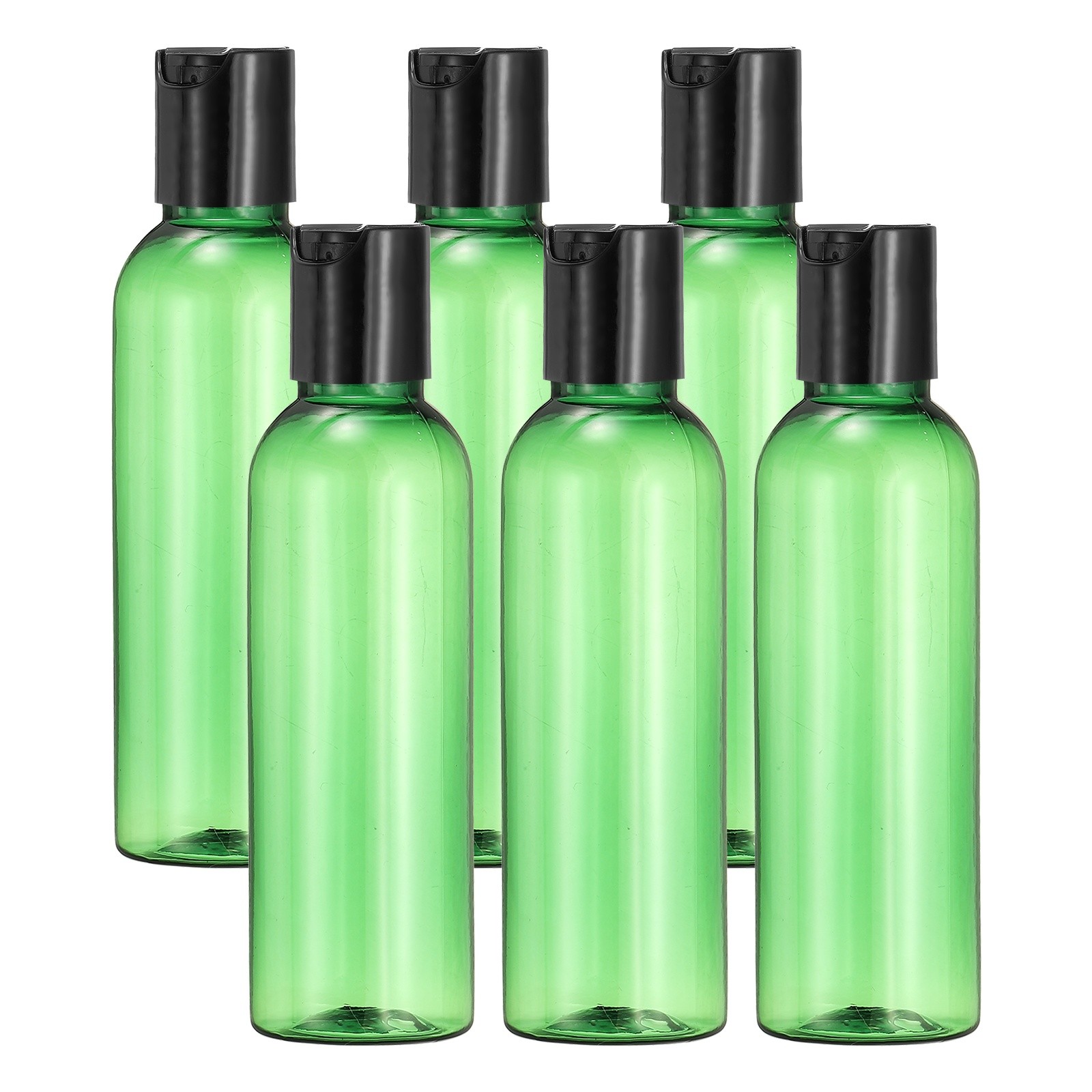 6Pcs 2oz Plastic Travel Bottles, Empty Bottles with Black Top Caps, Green