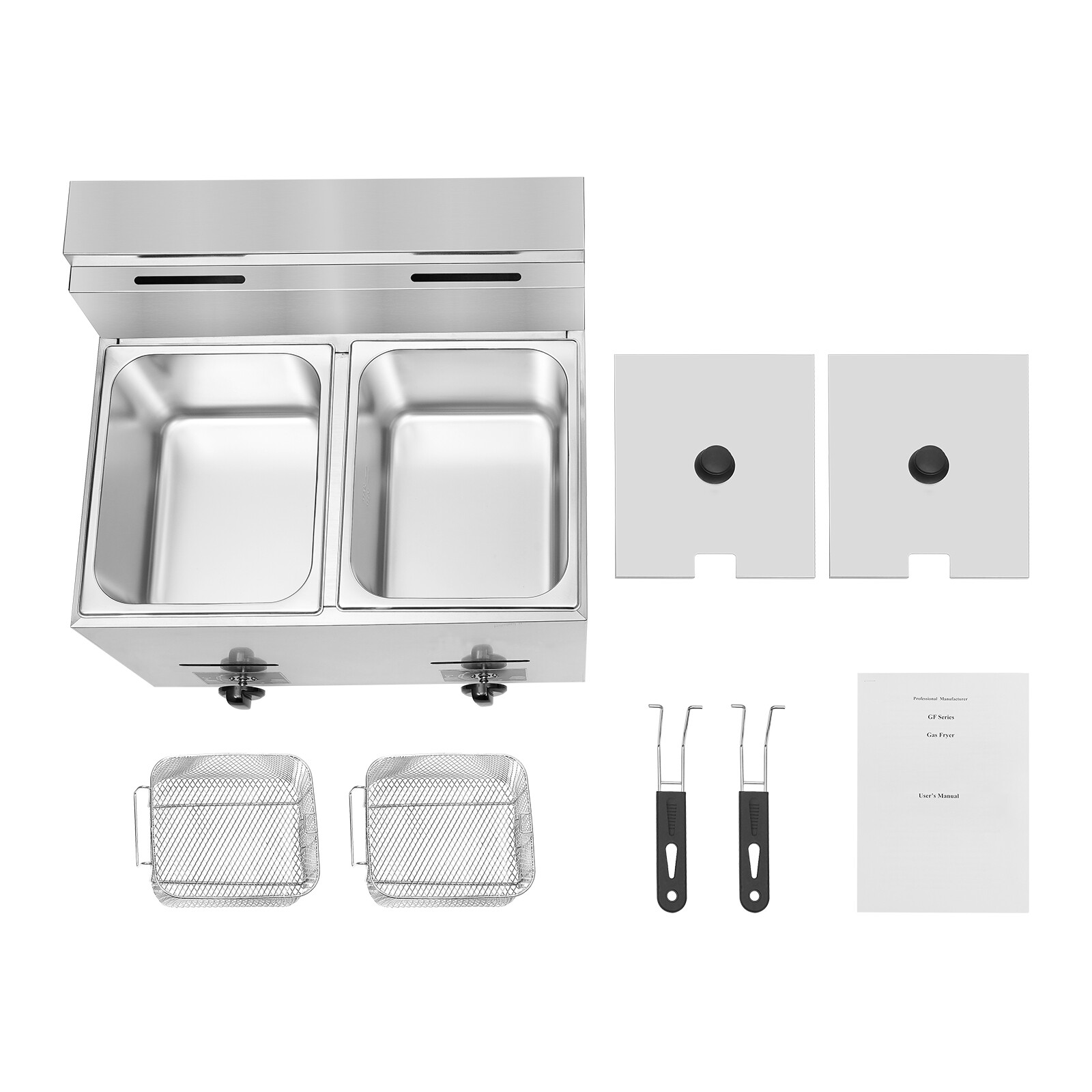 Commercial Countertop Gas Fryer LPG Liquefied Gas Deep Fryer Doul Frying Baskets