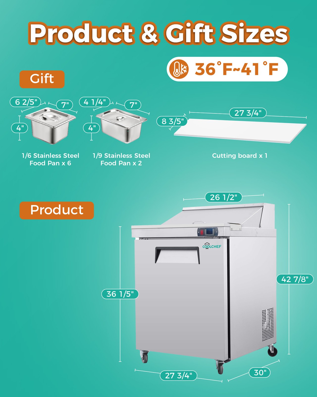 Commercial 28» Refrigerated Salad Sandwich Prep Table Single Door 7.4 cu.ft.