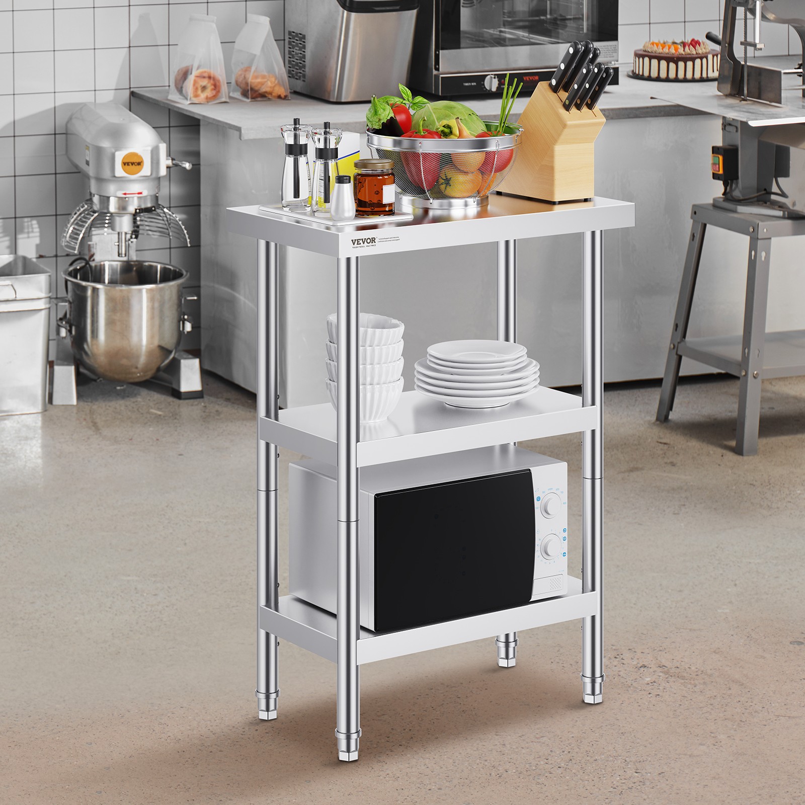 VEVOR Stainless Steel Food Prep Table Commercial Kitchen Work Table 14″x24″