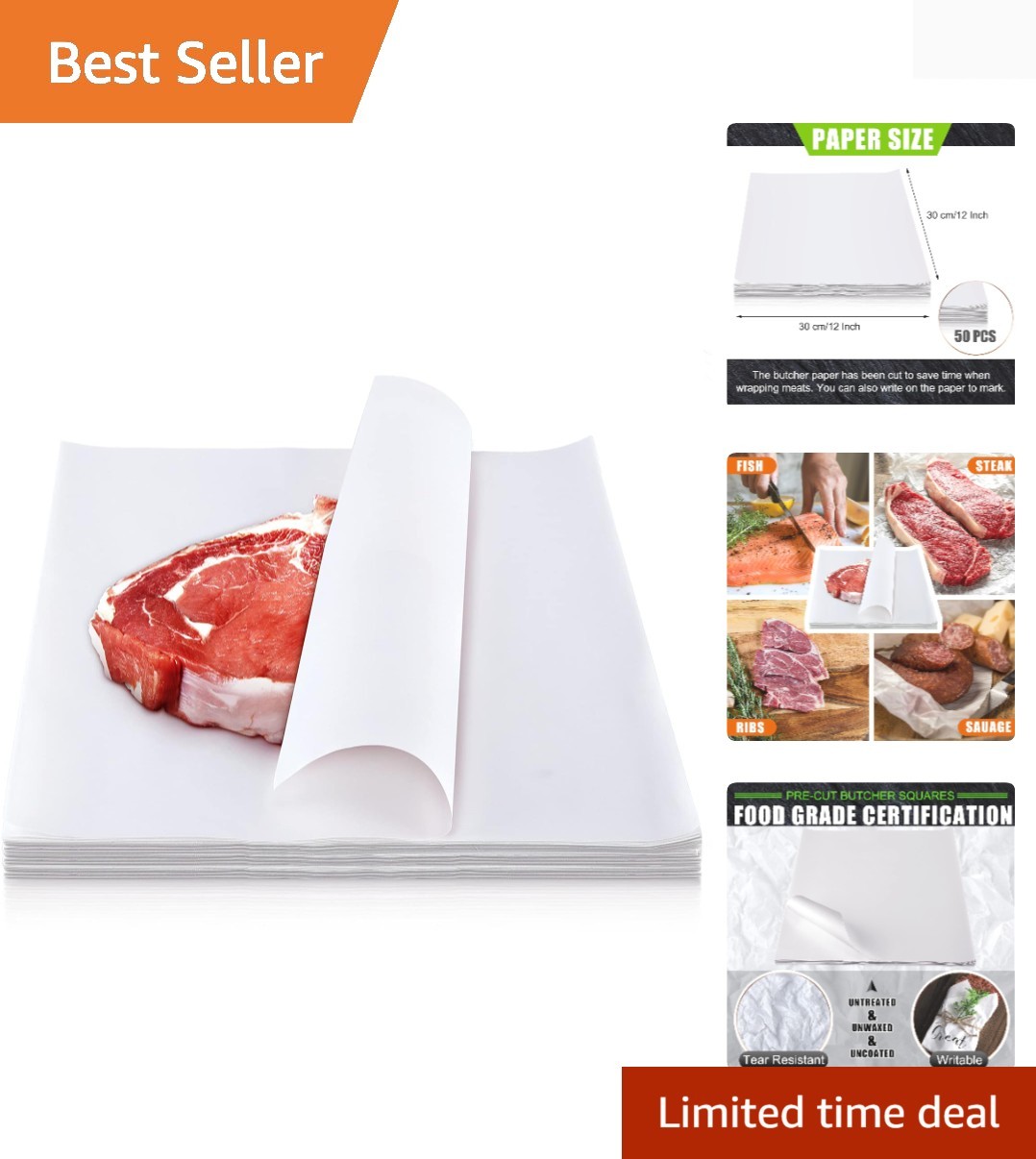 Sublimation White Butcher Paper Disposable Butcher Paper Sheets Square Meat S…