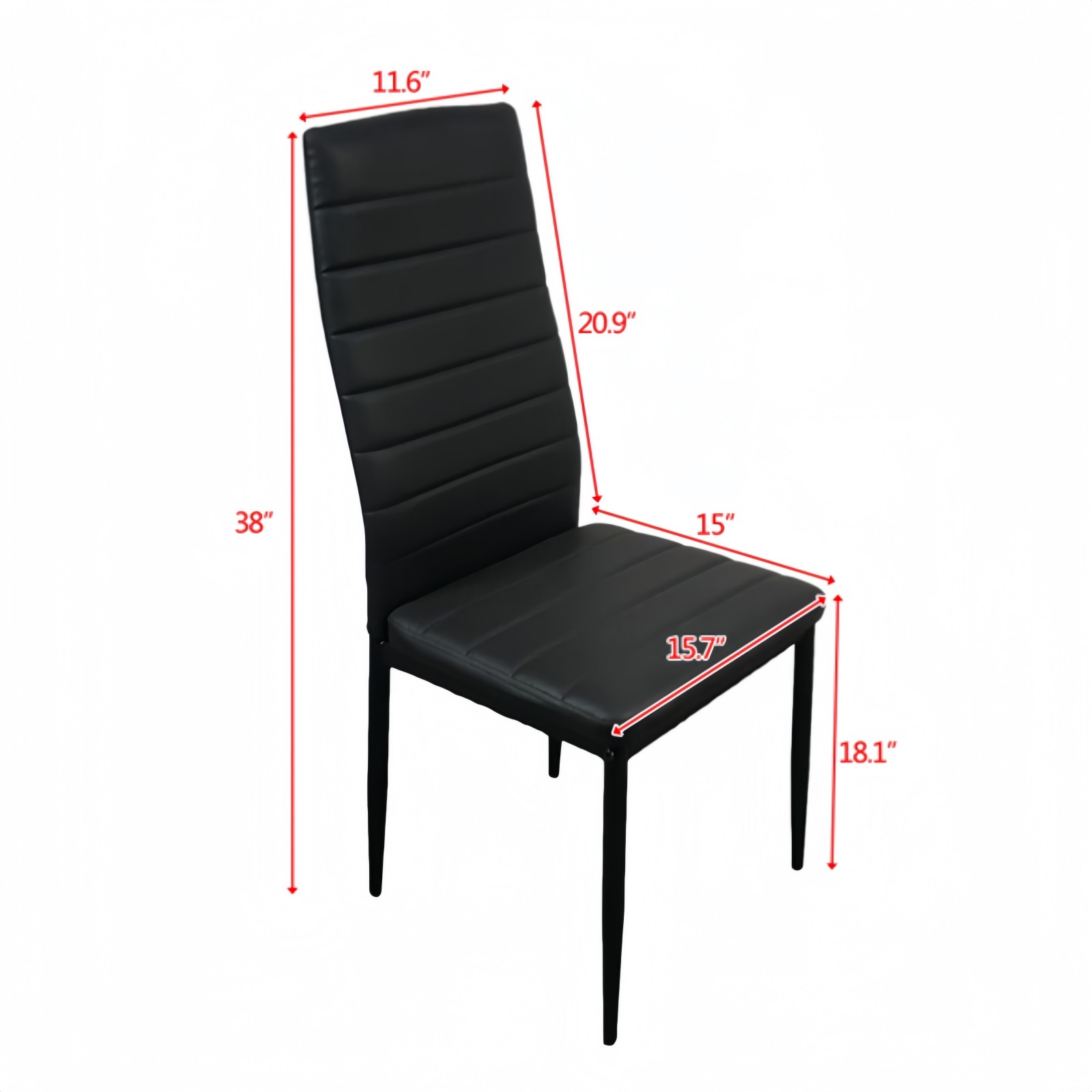 4PCS Black High Back Dining Chair, Modern Kitchen Chair & Restaurant Chair
