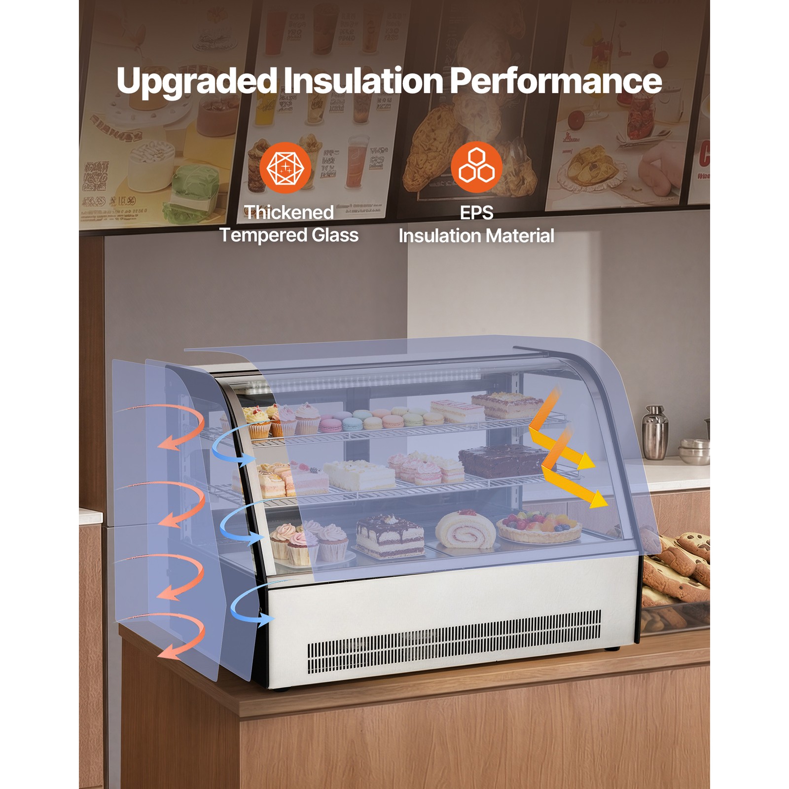 Uimoso 36″ Commercial Refrigerated Display Cooler Case 5 cu ft/145L Two Shelves