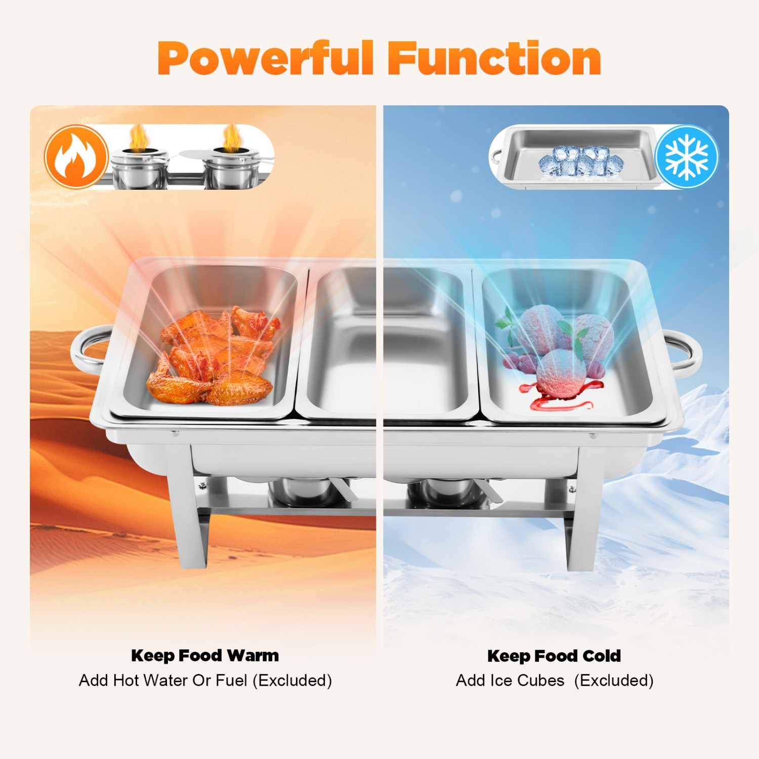 Chafing Dish Buffet Set Stainless Steel Food Warmer with 3 Pan for Wedding