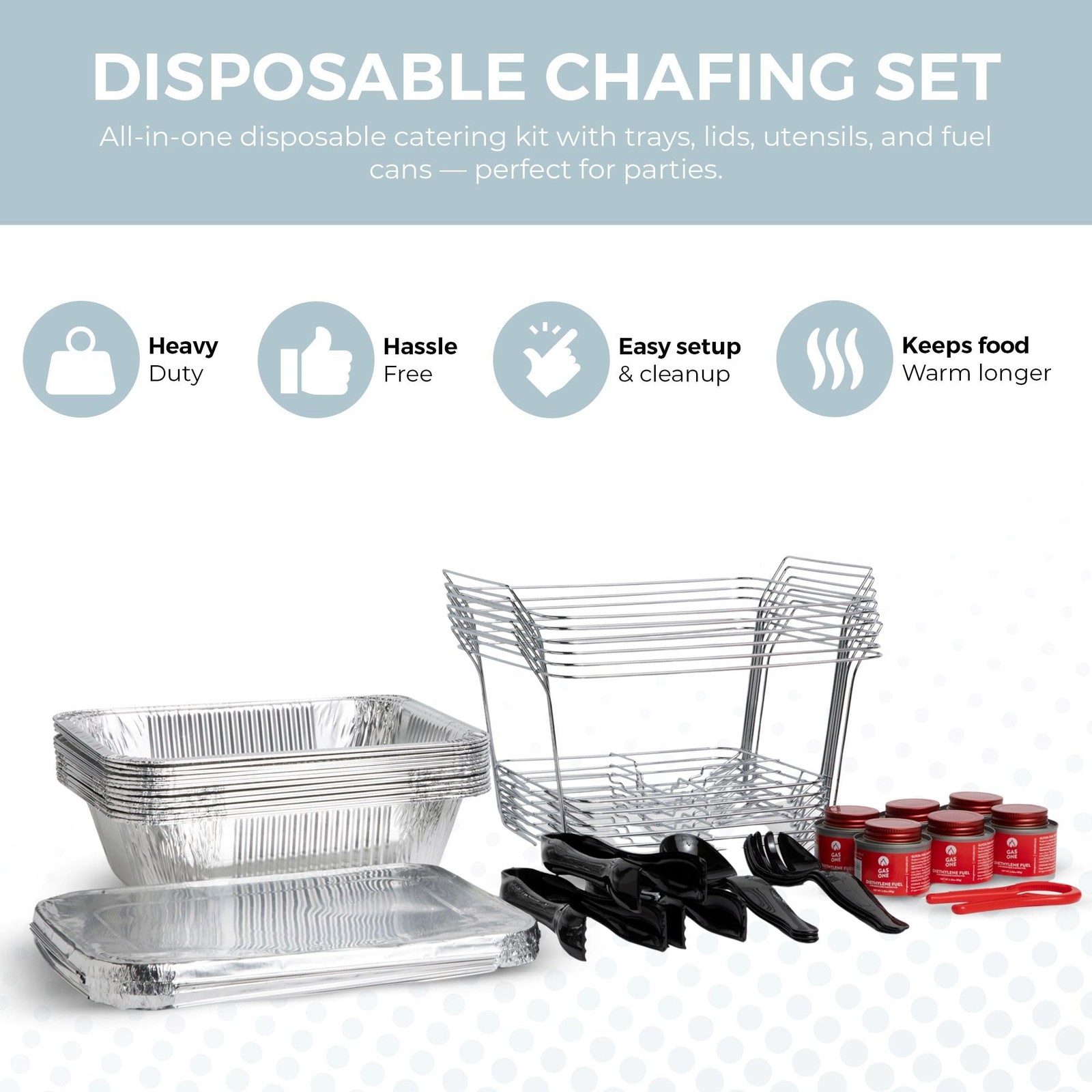 Alpha Living 6 Pack Disposable Chafing Dish Buffet Set, Welded Body Food Warmers