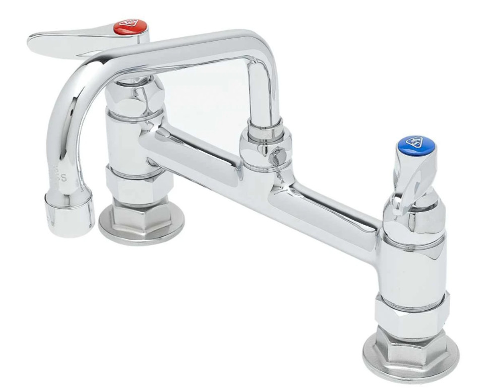 NEW T&S B-0222 Double Pantry Faucet, Deck Mount, 8″ Centers, 6″ Swing Nozzle