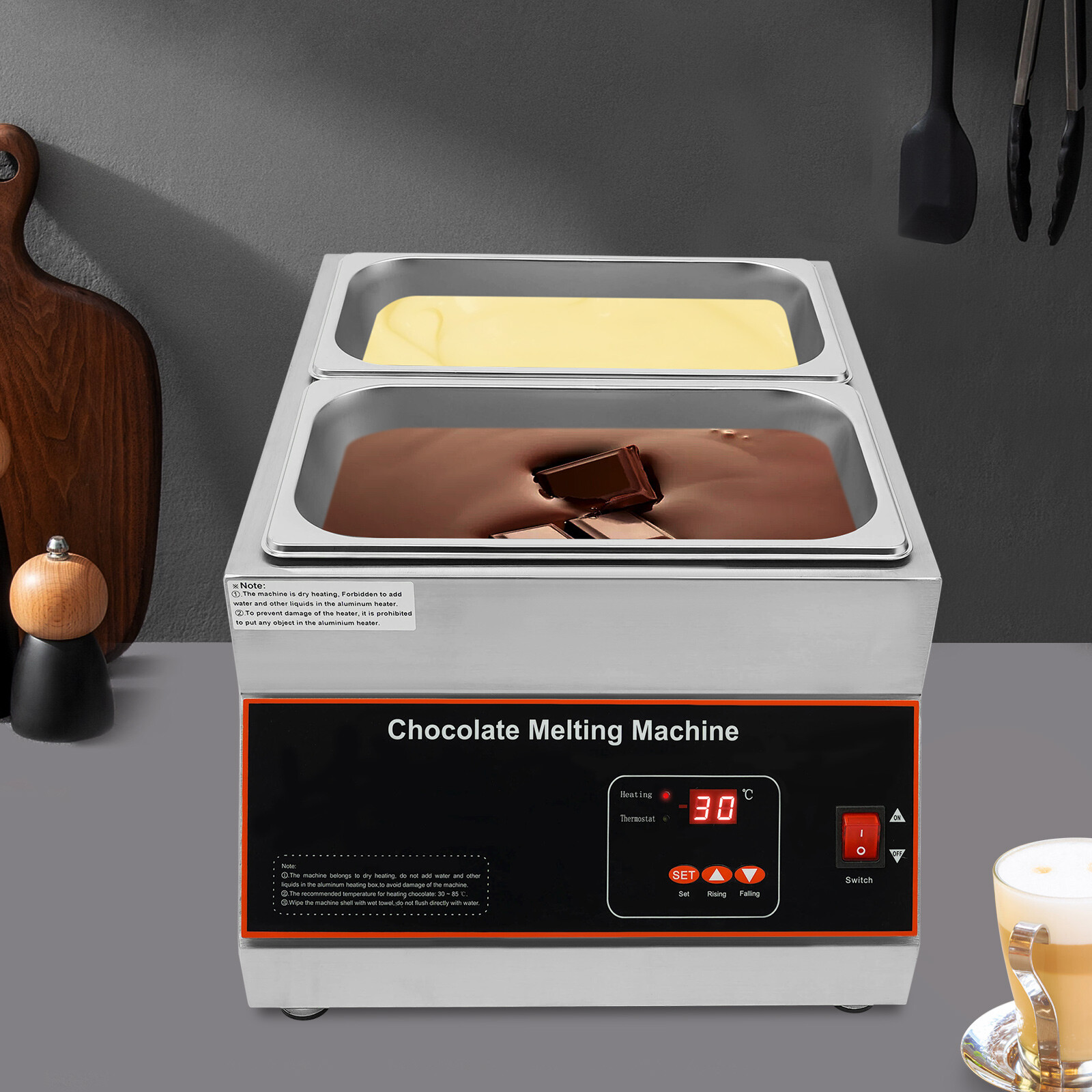 2-Pots Chocolate Melting Machine Chocolate Melting Pot Electric Chocolate Melter